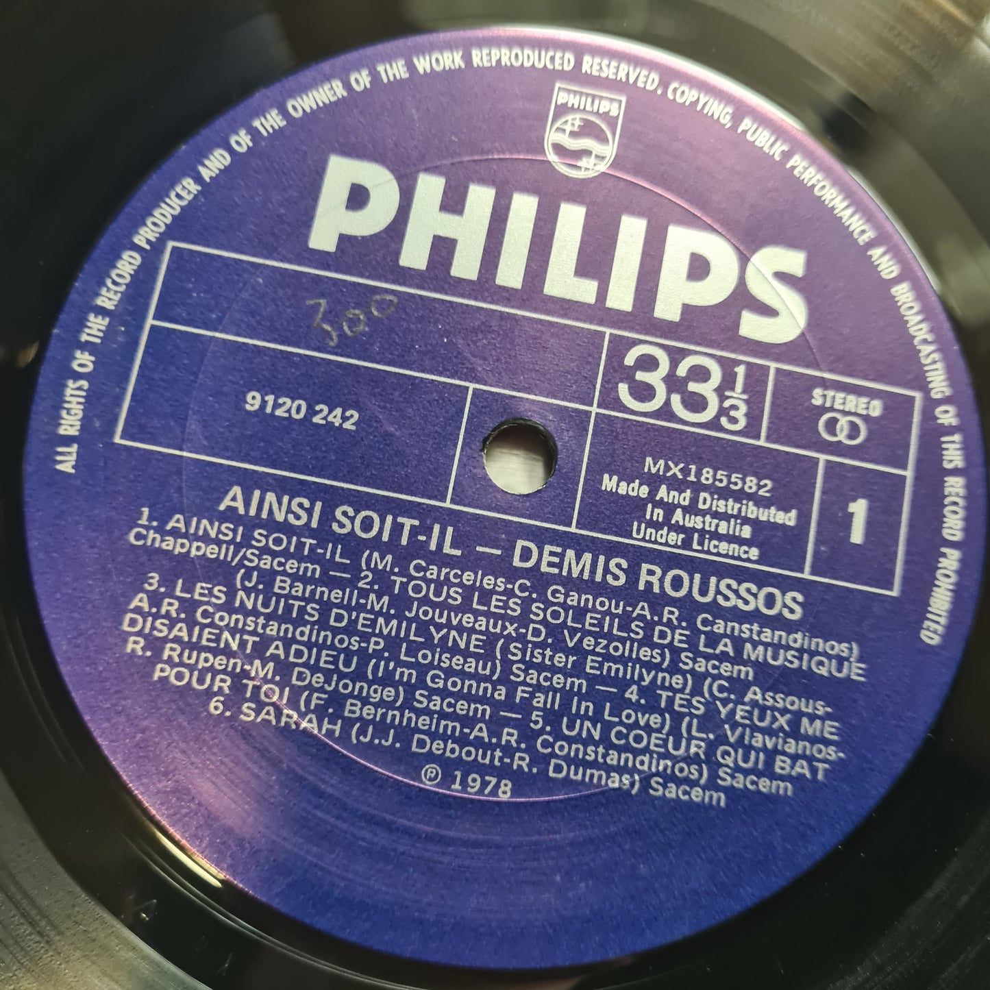 Demis Roussos  – "Ainsi Soit-il" - 1978 - Vinyl Record LP - Sound Hound Records