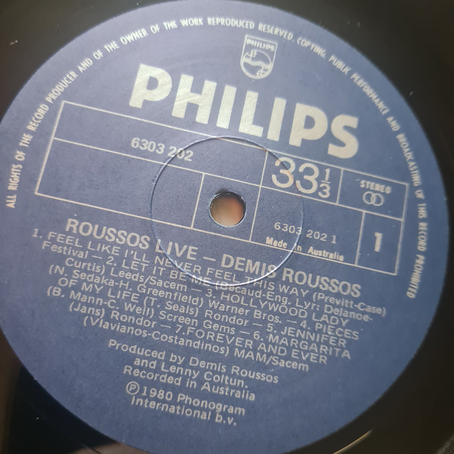 Demis Roussos –  Roussos Live! Demis Roussos At The Sydney Opera House - 1980 - Vinyl Record LP - Sound Hound Records