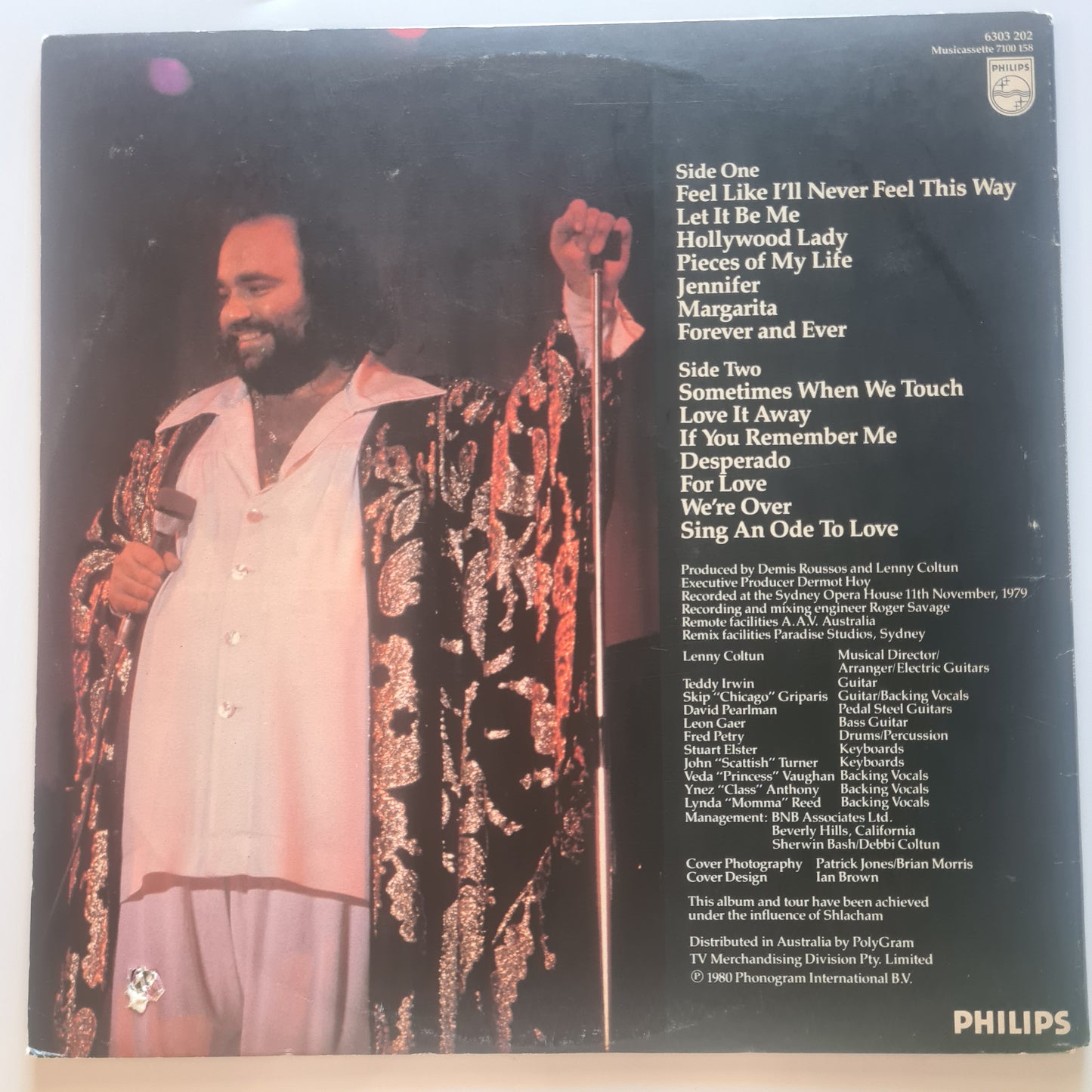 Demis Roussos –  Roussos Live! Demis Roussos At The Sydney Opera House - 1980 - Vinyl Record LP - Sound Hound Records