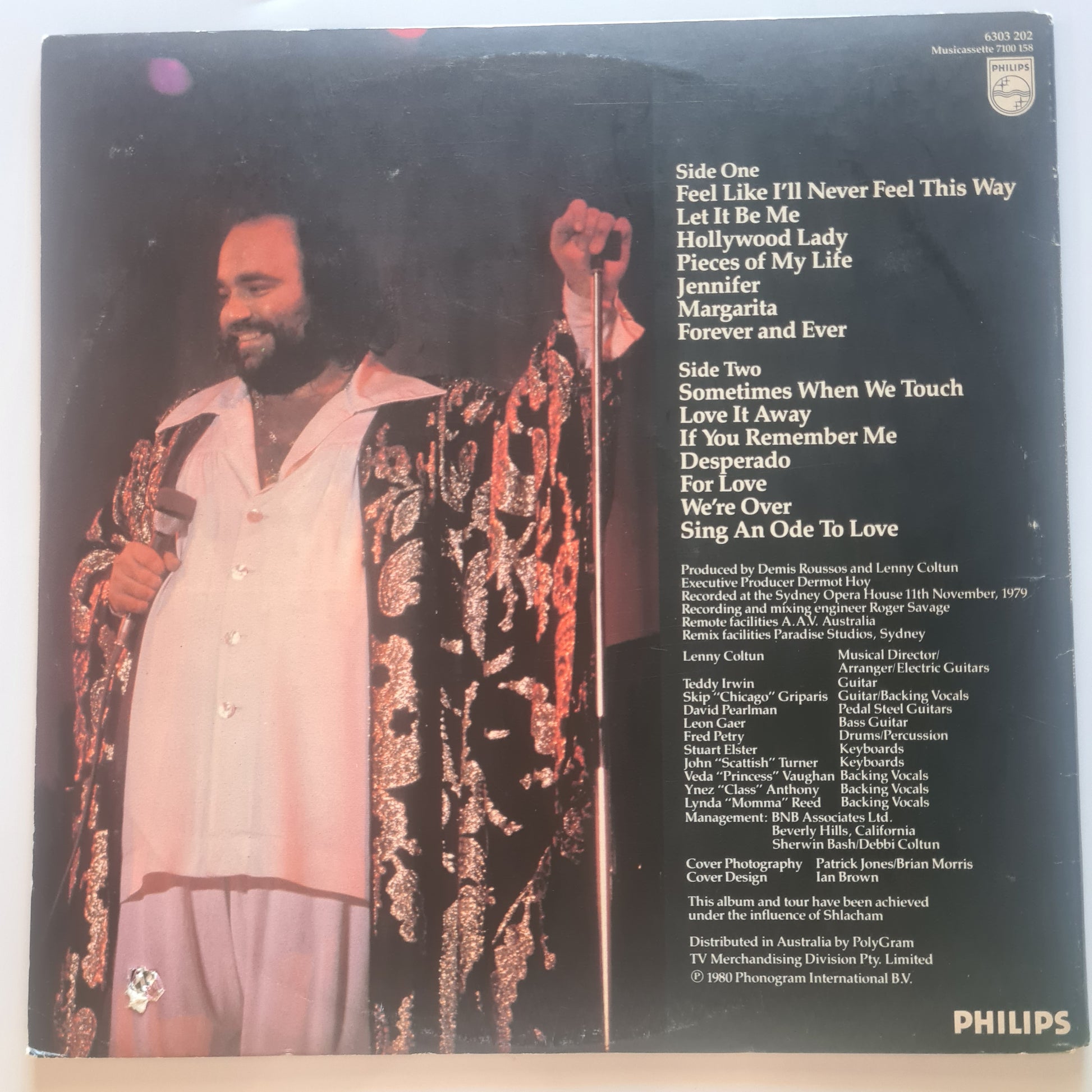 Demis Roussos –  Roussos Live! Demis Roussos At The Sydney Opera House - 1980 - Vinyl Record LP - Sound Hound Records