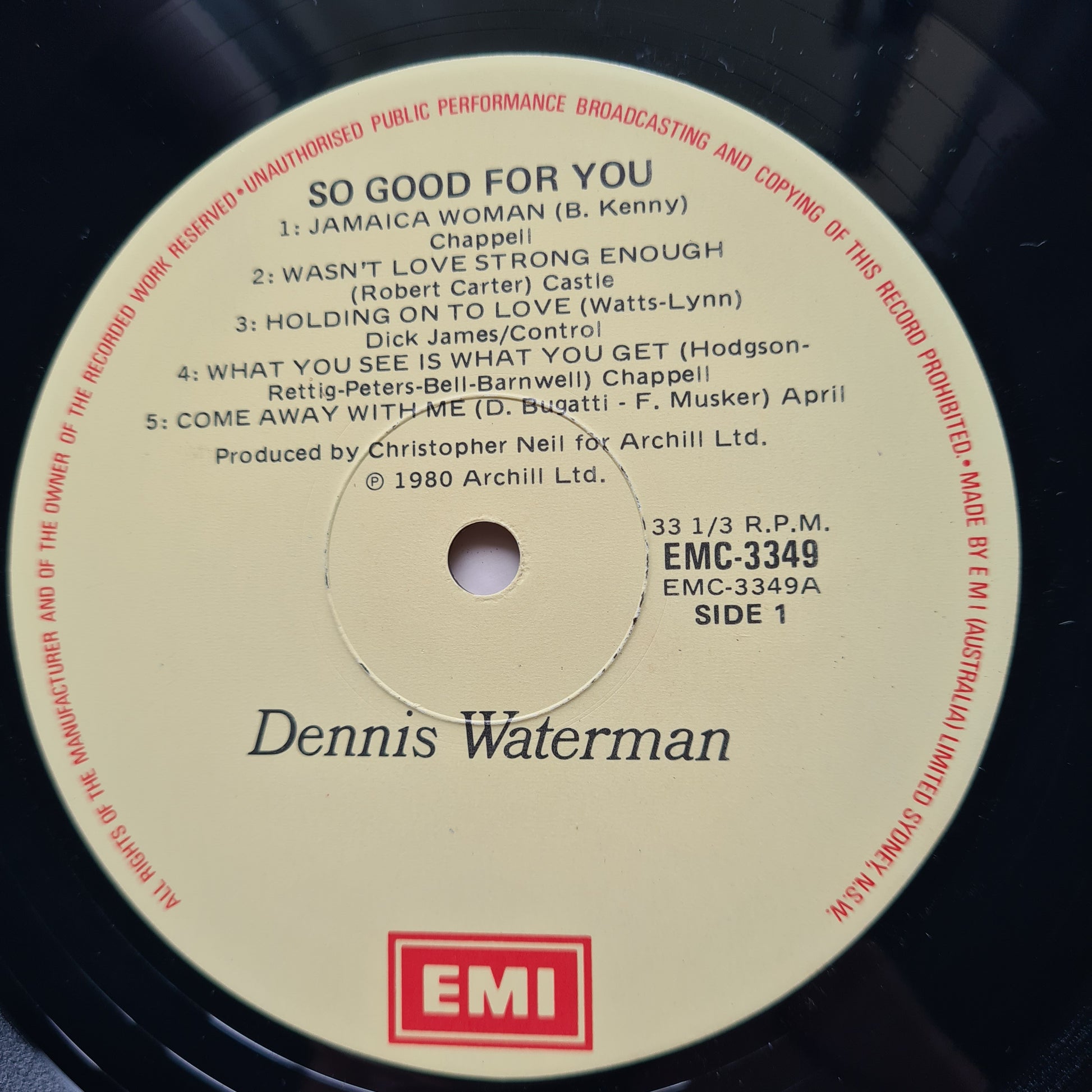 Dennis Waterman – So Good For You - 1982 - Vinyl Record LP - Sound Hound Records