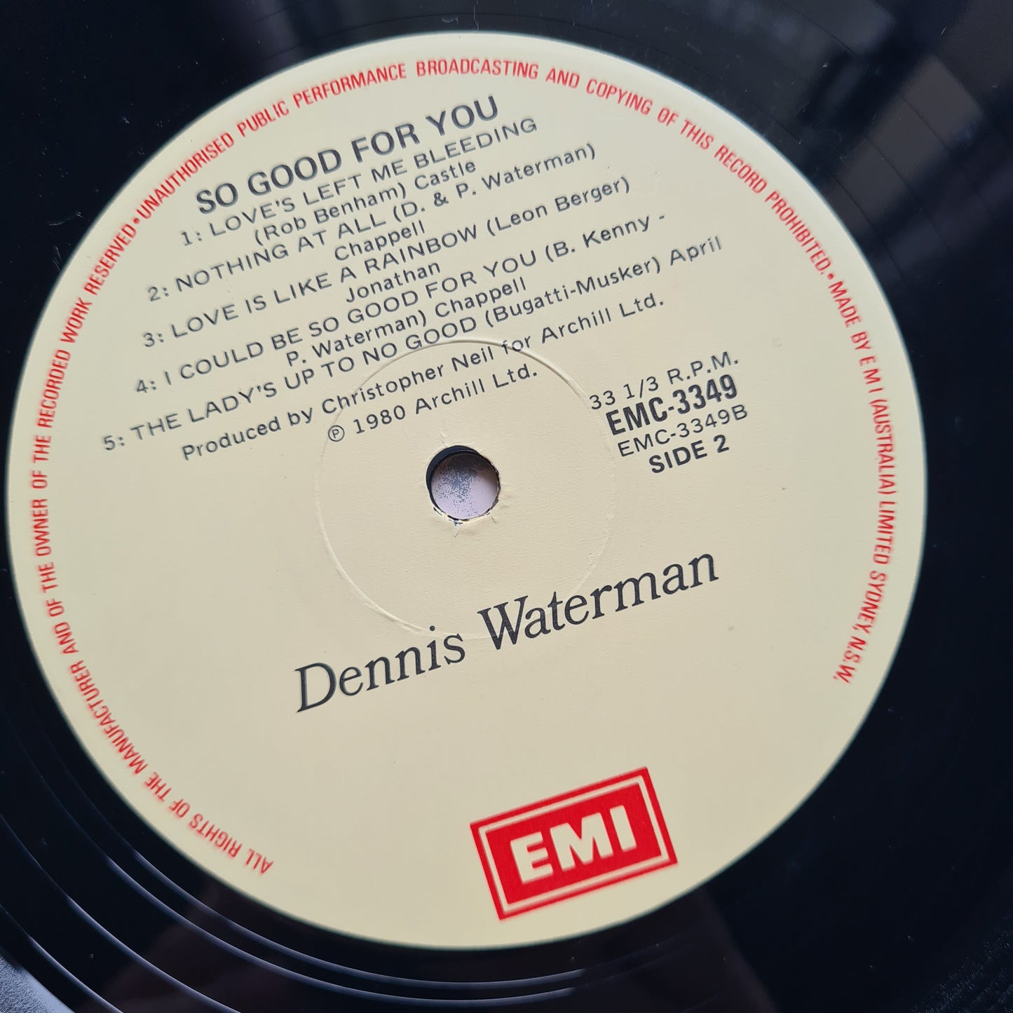 Dennis Waterman – So Good For You - 1982 - Vinyl Record LP - Sound Hound Records
