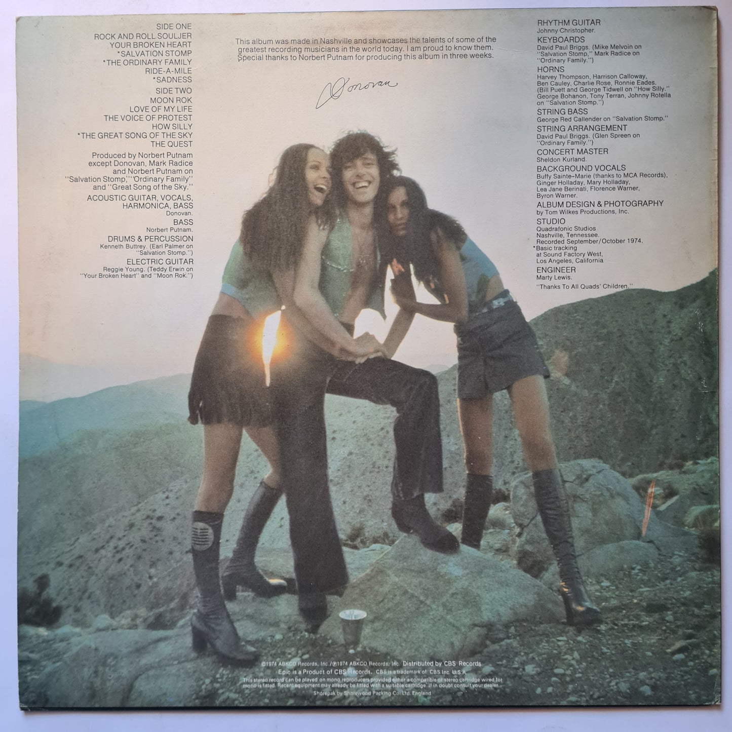 Donovan – 7Tease- 1974 - Vinyl Record LP - Sound Hound Records