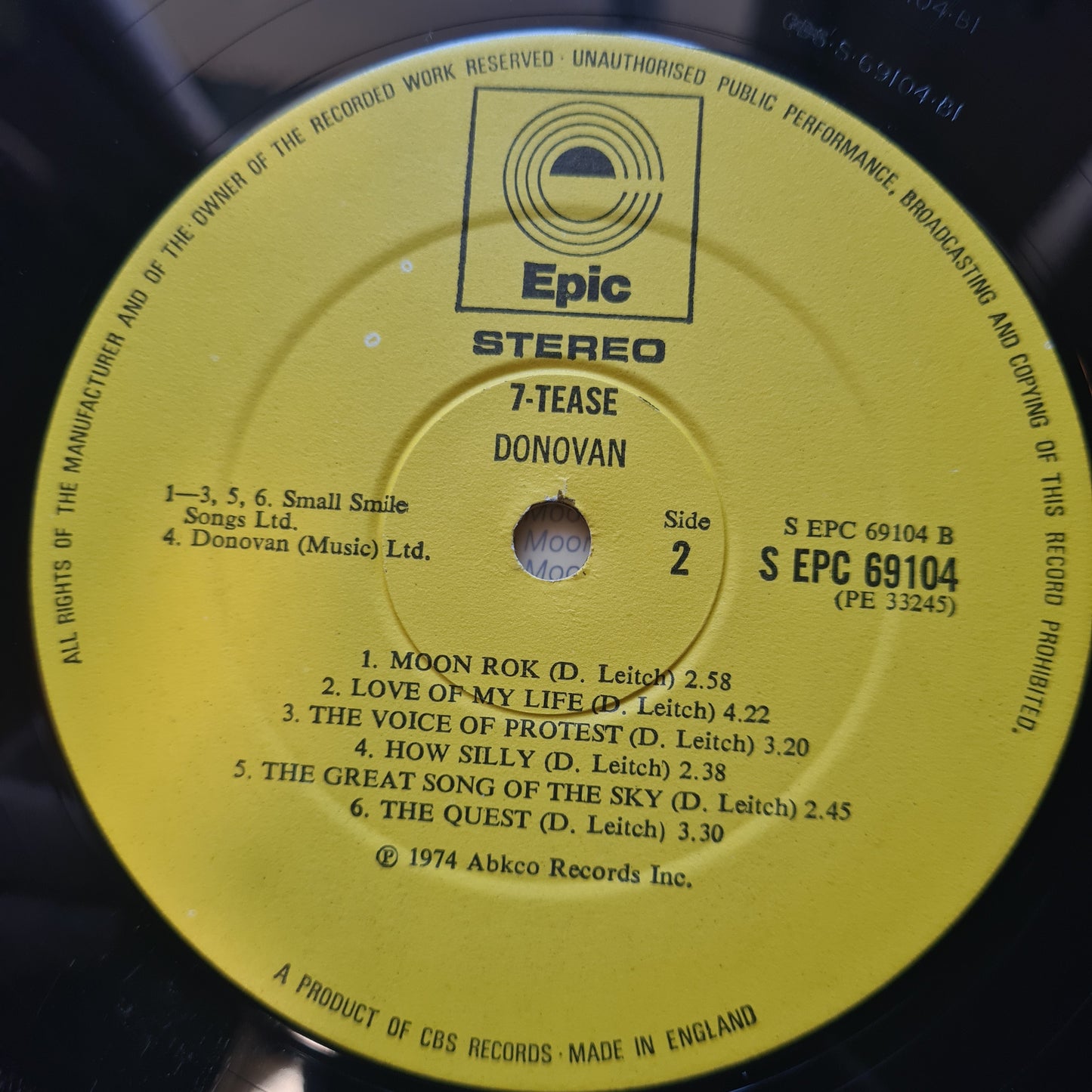 Donovan – 7Tease- 1974 - Vinyl Record LP - Sound Hound Records