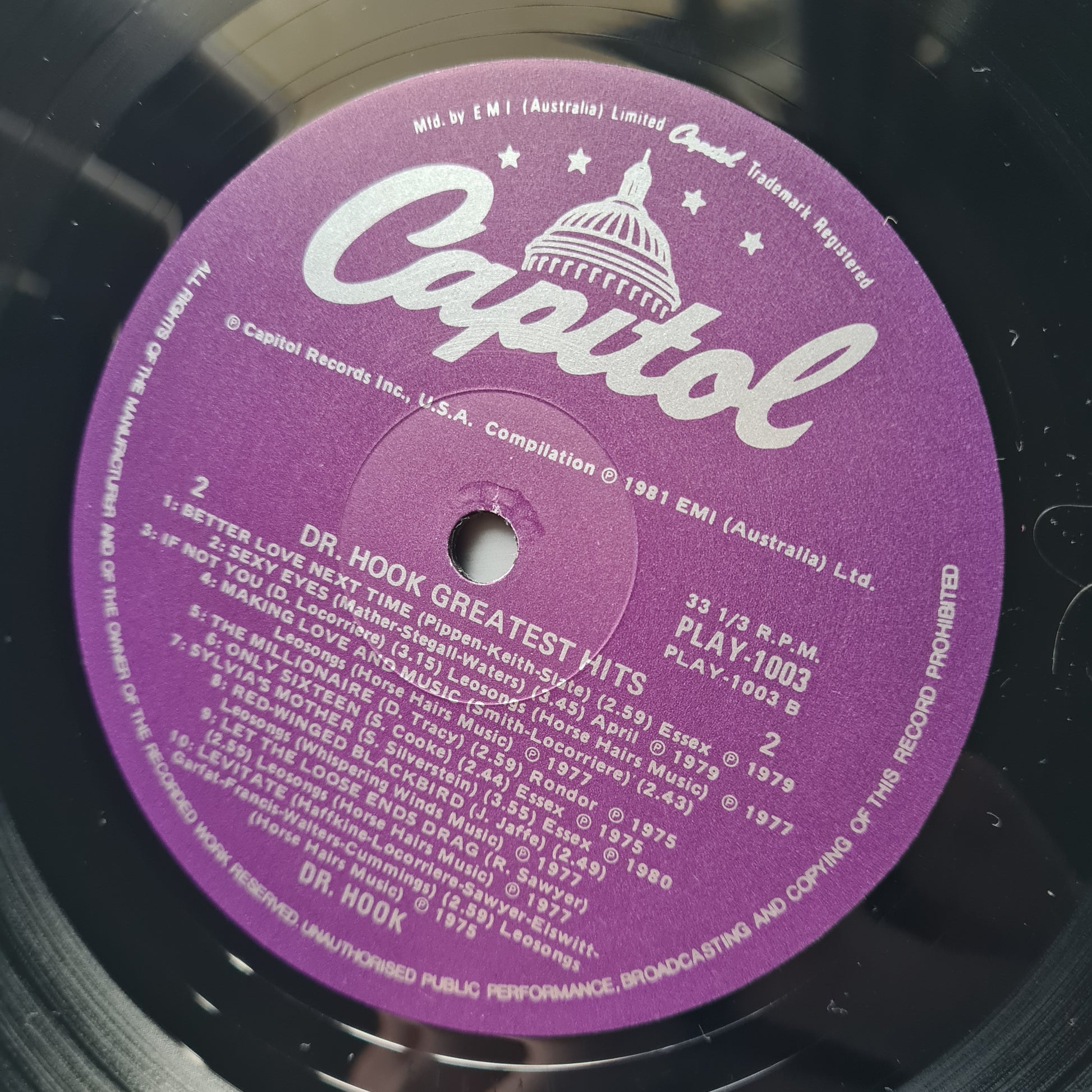 Dr Hook – Greatest Hits - 1981 - Vinyl Record LP - Sound Hound Records