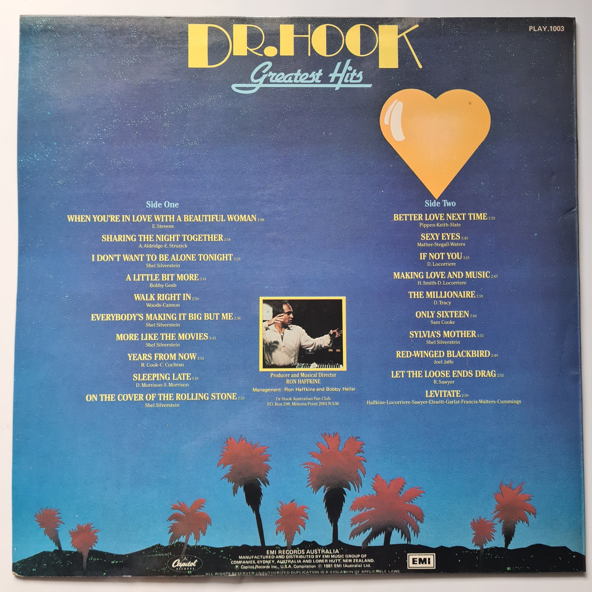 Dr Hook – Greatest Hits - 1981 - Vinyl Record LP - Sound Hound Records