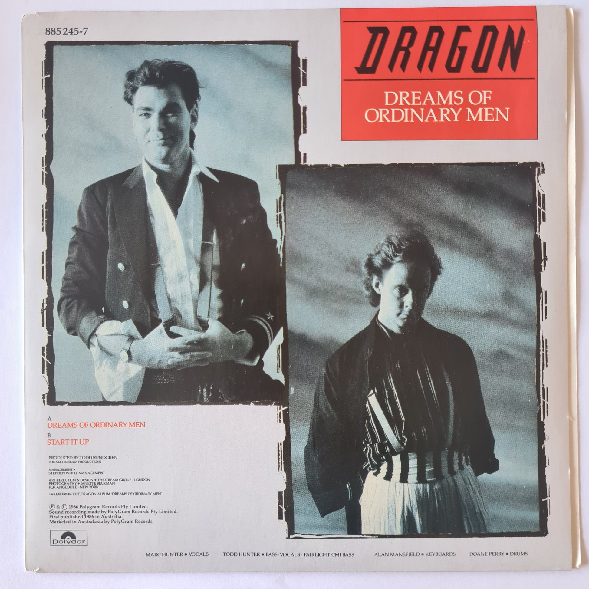 Dragon - Dreams Of Ordinary Men - 1986 - Vinyl Record 7" Single - 45 RPM (near mint) - Sound Hound Records