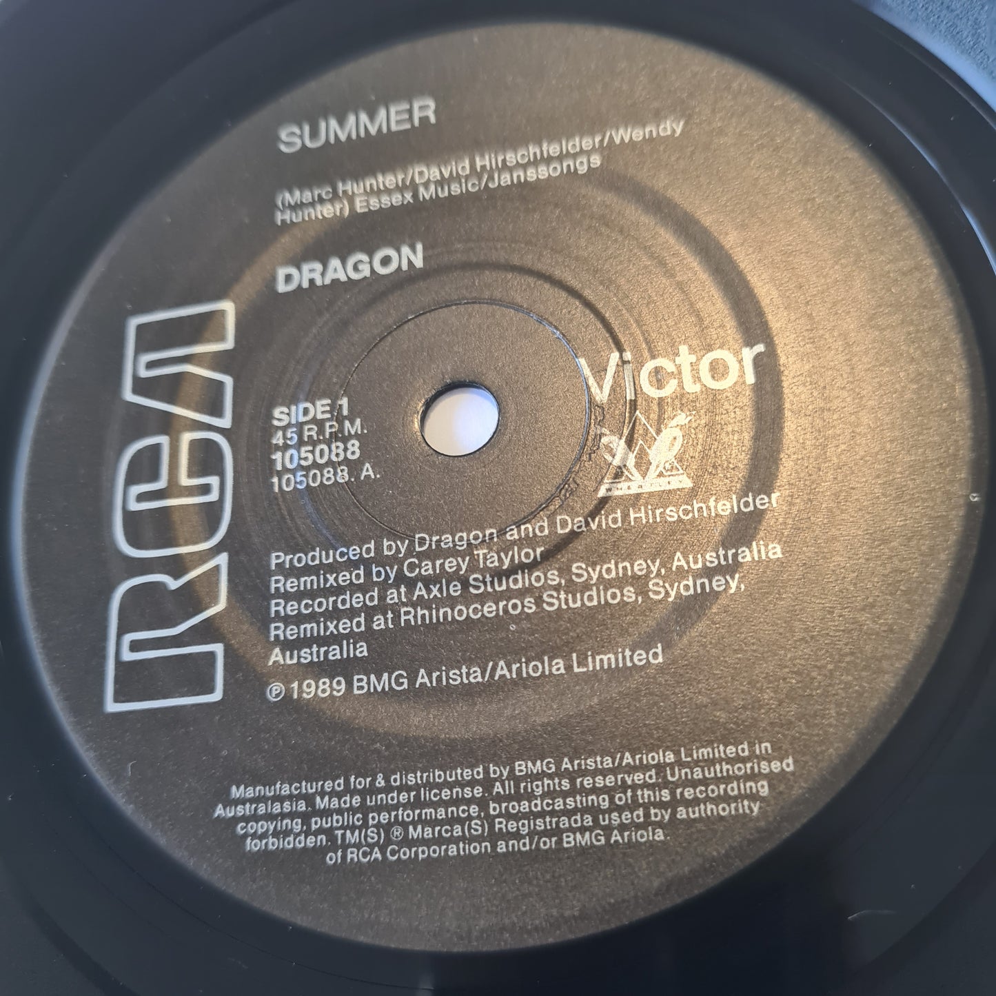 Dragon - Summer/ Heart Of Fire - 1989 - Vinyl Record 7" Single - 45 RPM (near mint) - Sound Hound Records