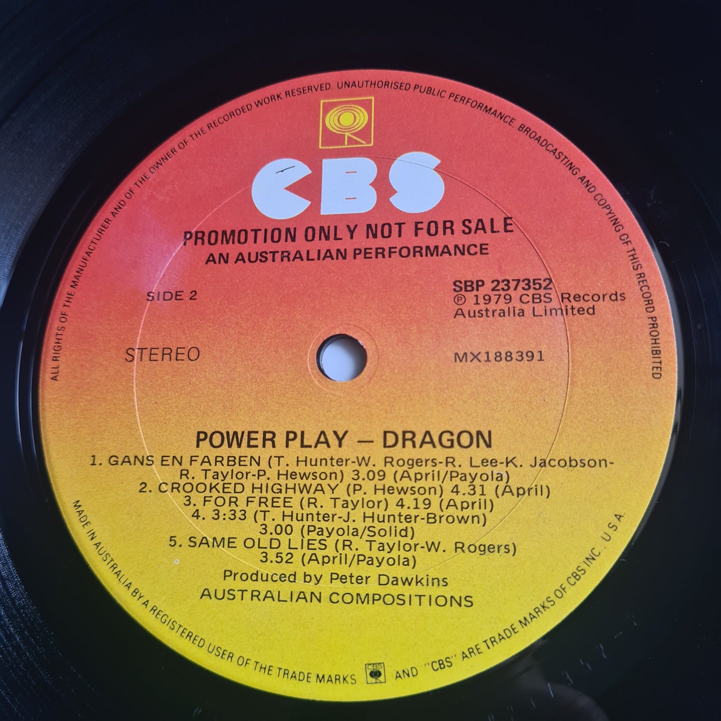 Dragon  – Power Play - 1979 (RARE: PROMOTIONAL ONLY NOT FOR SALE)- Vinyl Record LP RECORD ONLY - Sound Hound Records