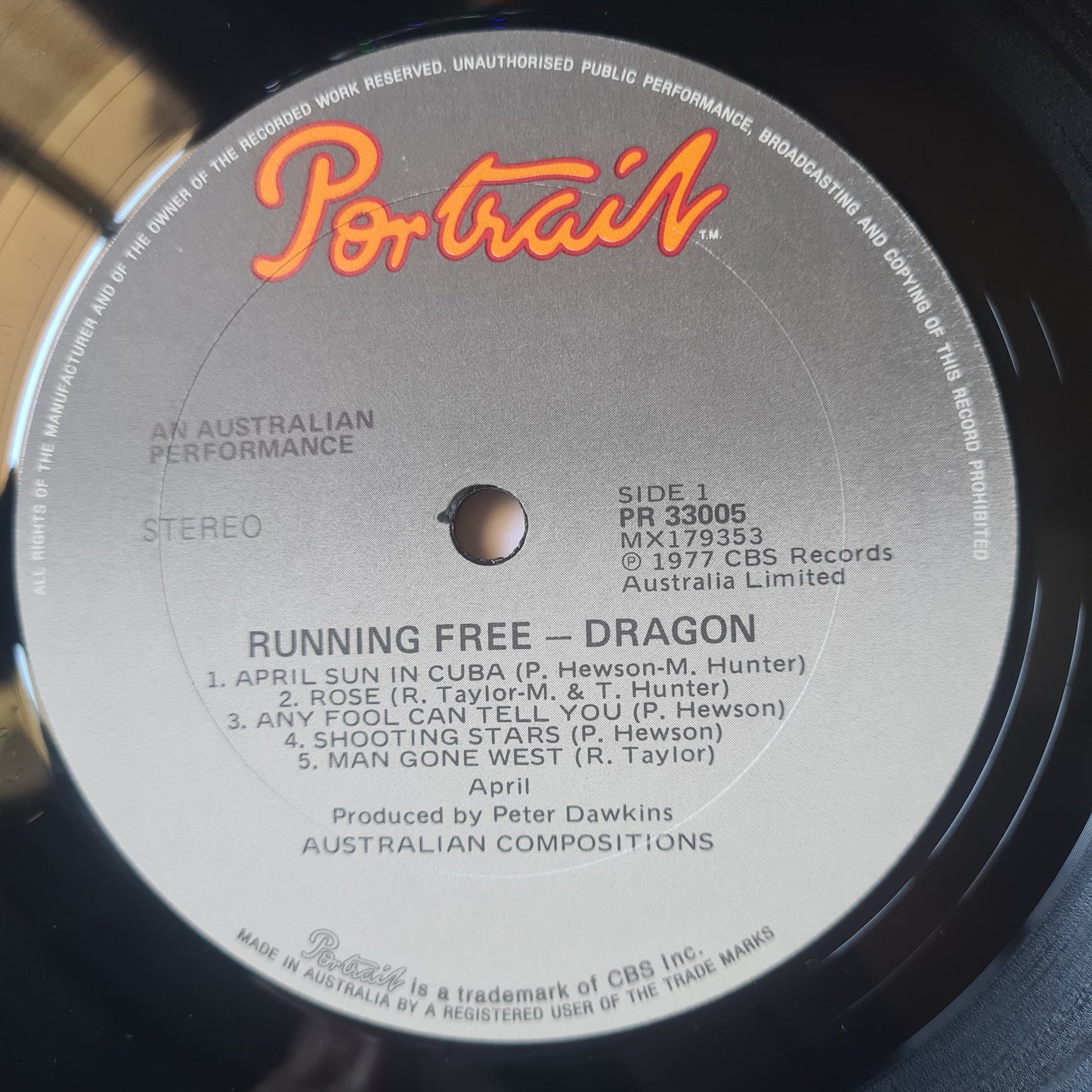 Dragon  – Running Free - 1977 - Vinyl Record LP - Sound Hound Records