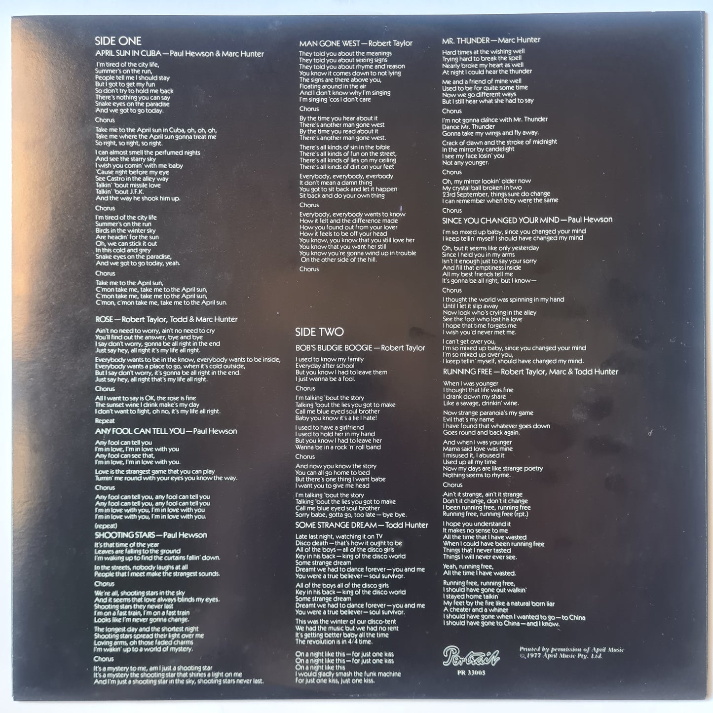 Dragon  – Running Free - 1977 - Vinyl Record LP - Sound Hound Records