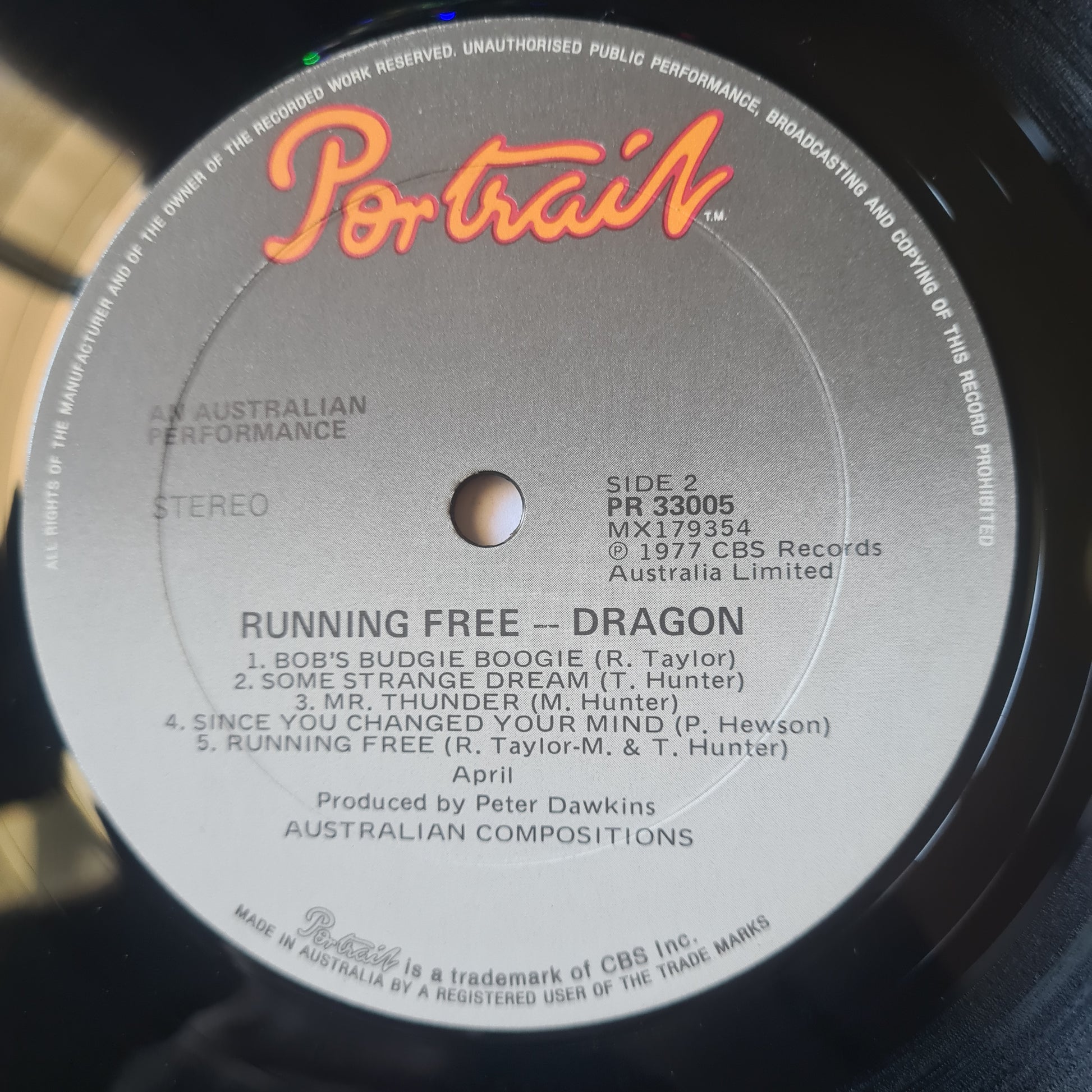 Dragon  – Running Free - 1977 - Vinyl Record LP - Sound Hound Records
