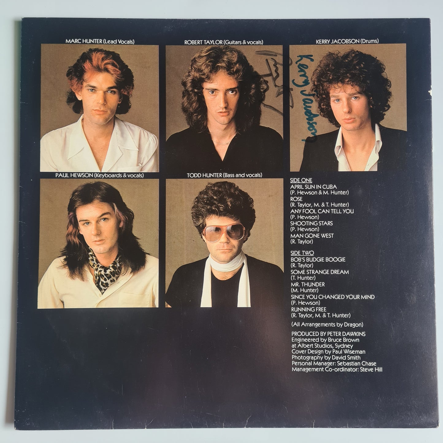 Dragon  – Running Free - *SIGNED by Kerry Jacobson & Robert Taylor - 1977 - Vinyl Record LP  (read description) - Sound Hound Records