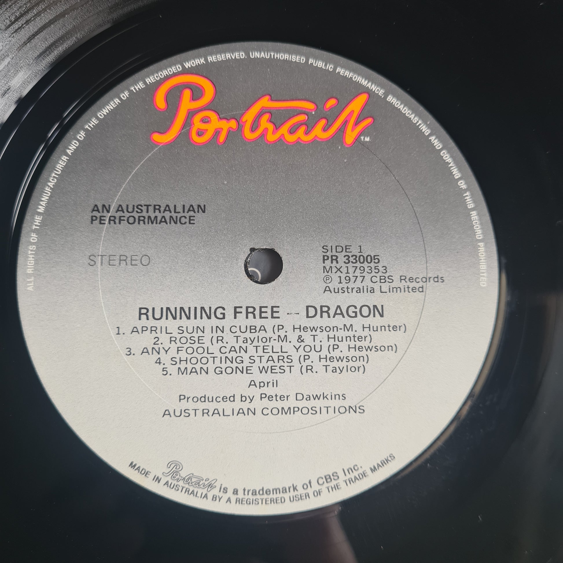 Dragon  – Running Free - *SIGNED by Kerry Jacobson & Robert Taylor - 1977 - Vinyl Record LP  (read description) - Sound Hound Records