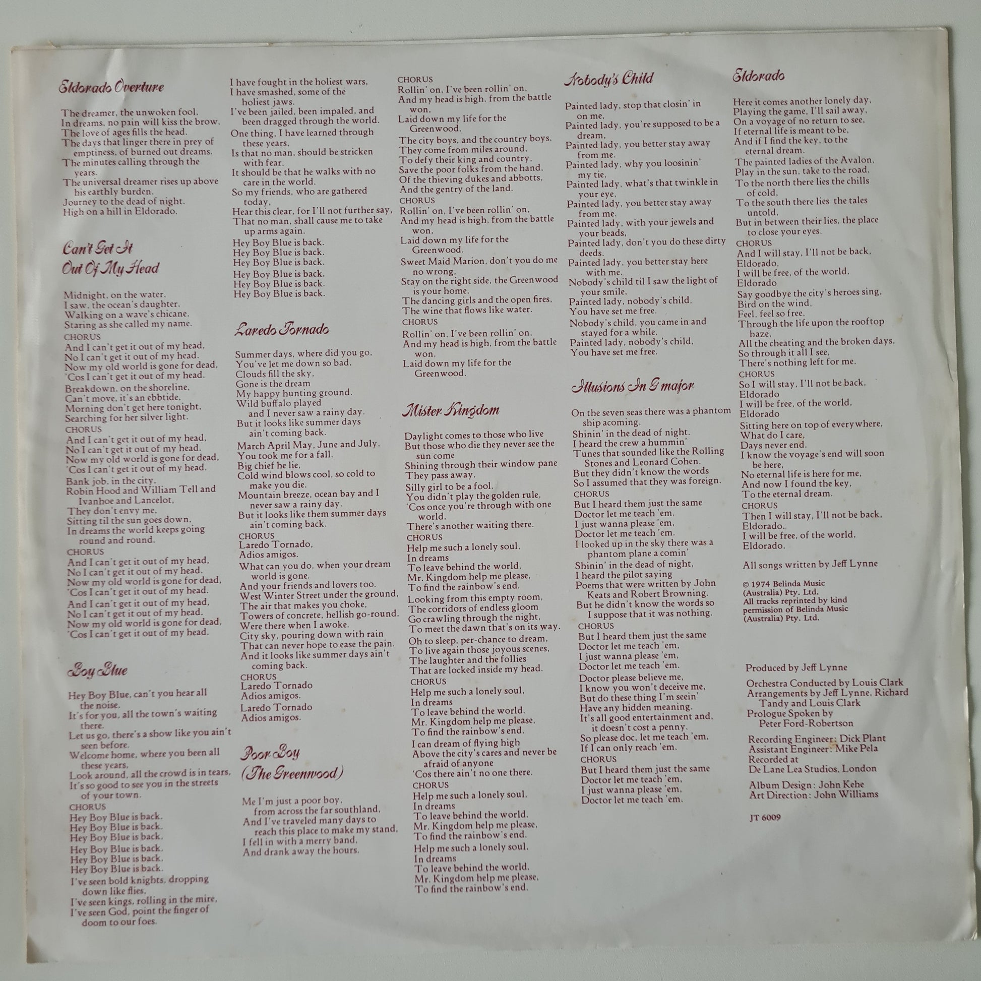 ELO – Eldorado - 1974 (1978 Australian reissue) - Vinyl Record LP - Sound Hound Records