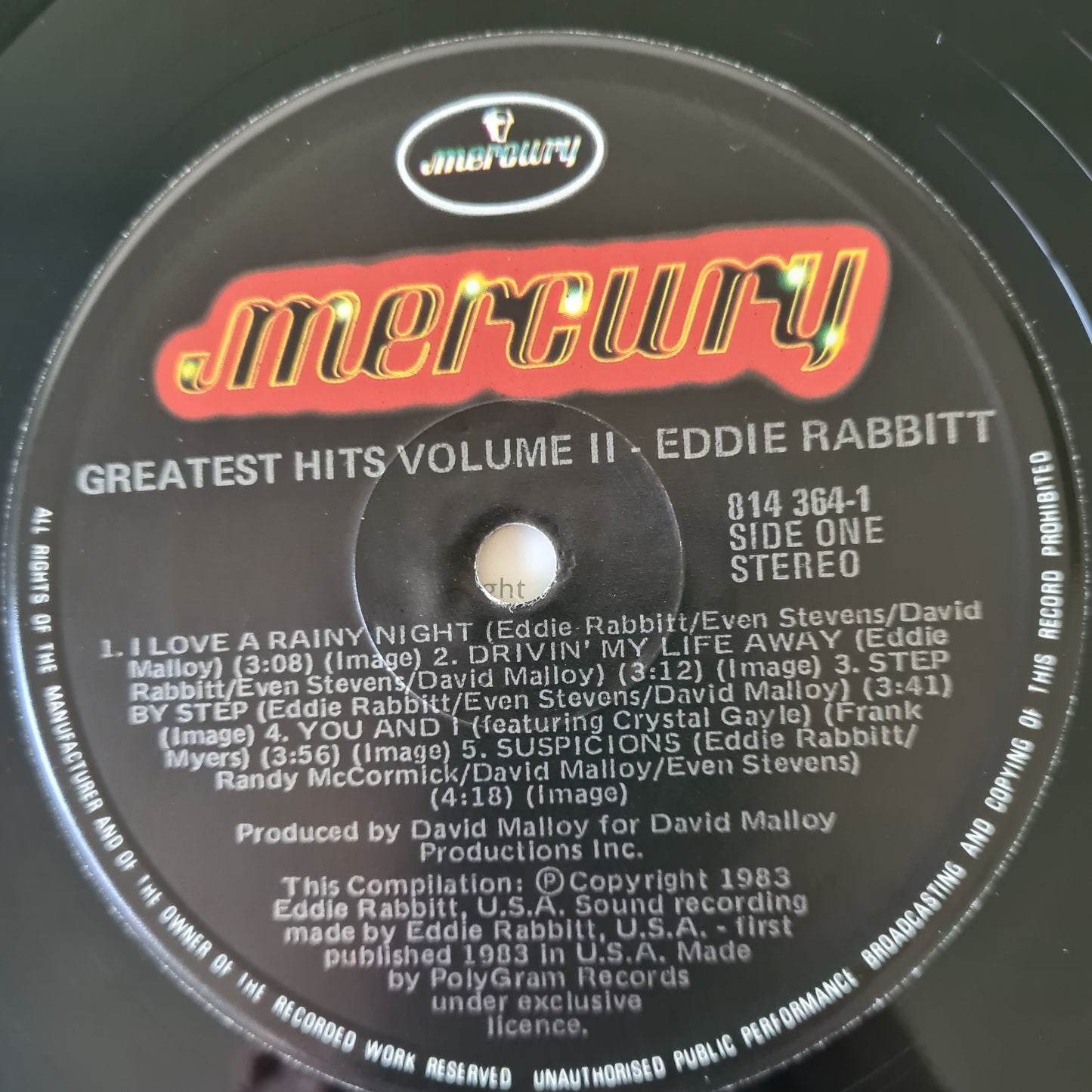 Eddie Rabbitt – Greatest Hits Vol. II - 1983 - Vinyl Record LP - Sound Hound Records