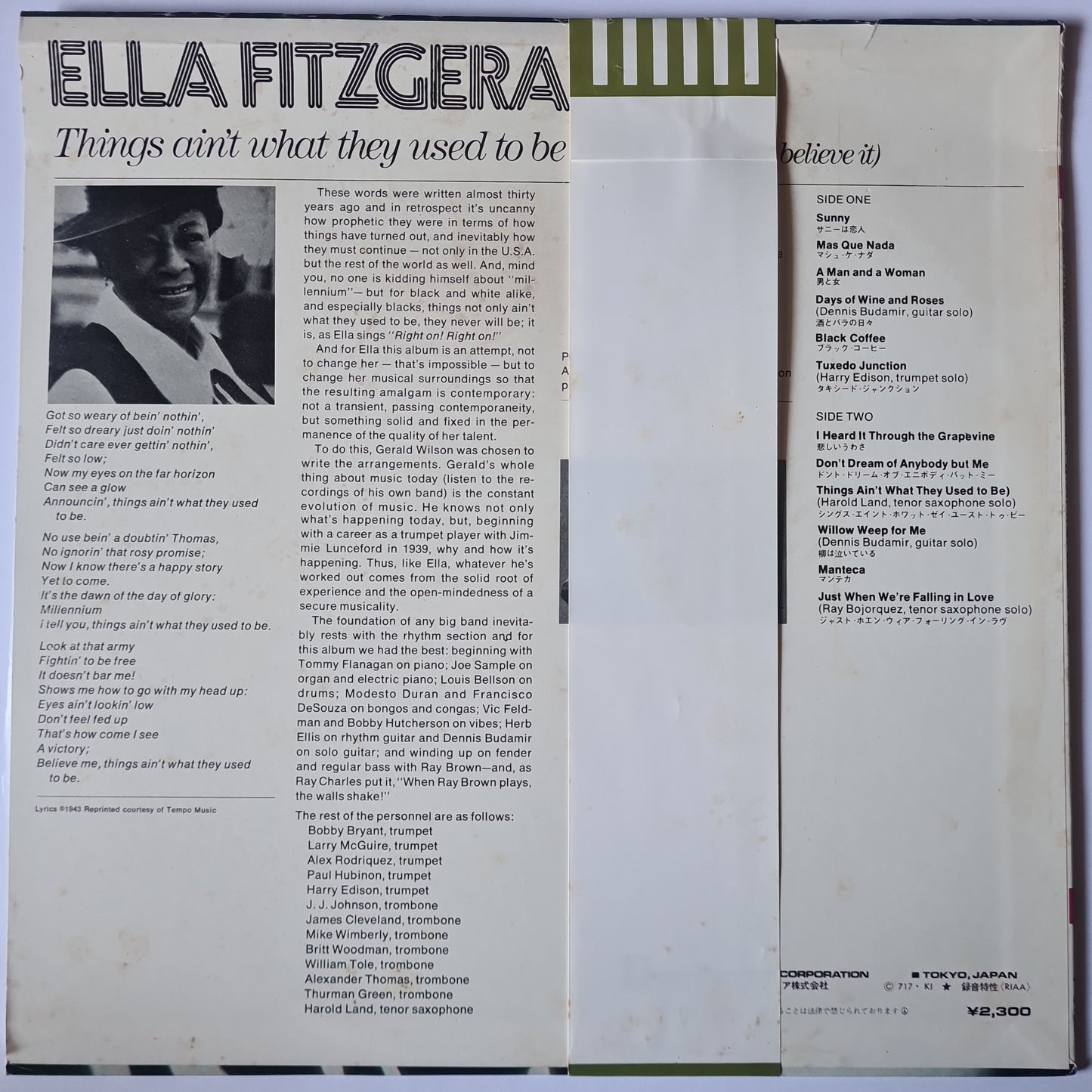Ella Fitzgerald – Things Ain't What They Used To Be (And You Better Believe It) - 1971 Pressing - Vinyl Record LP - Sound Hound Records