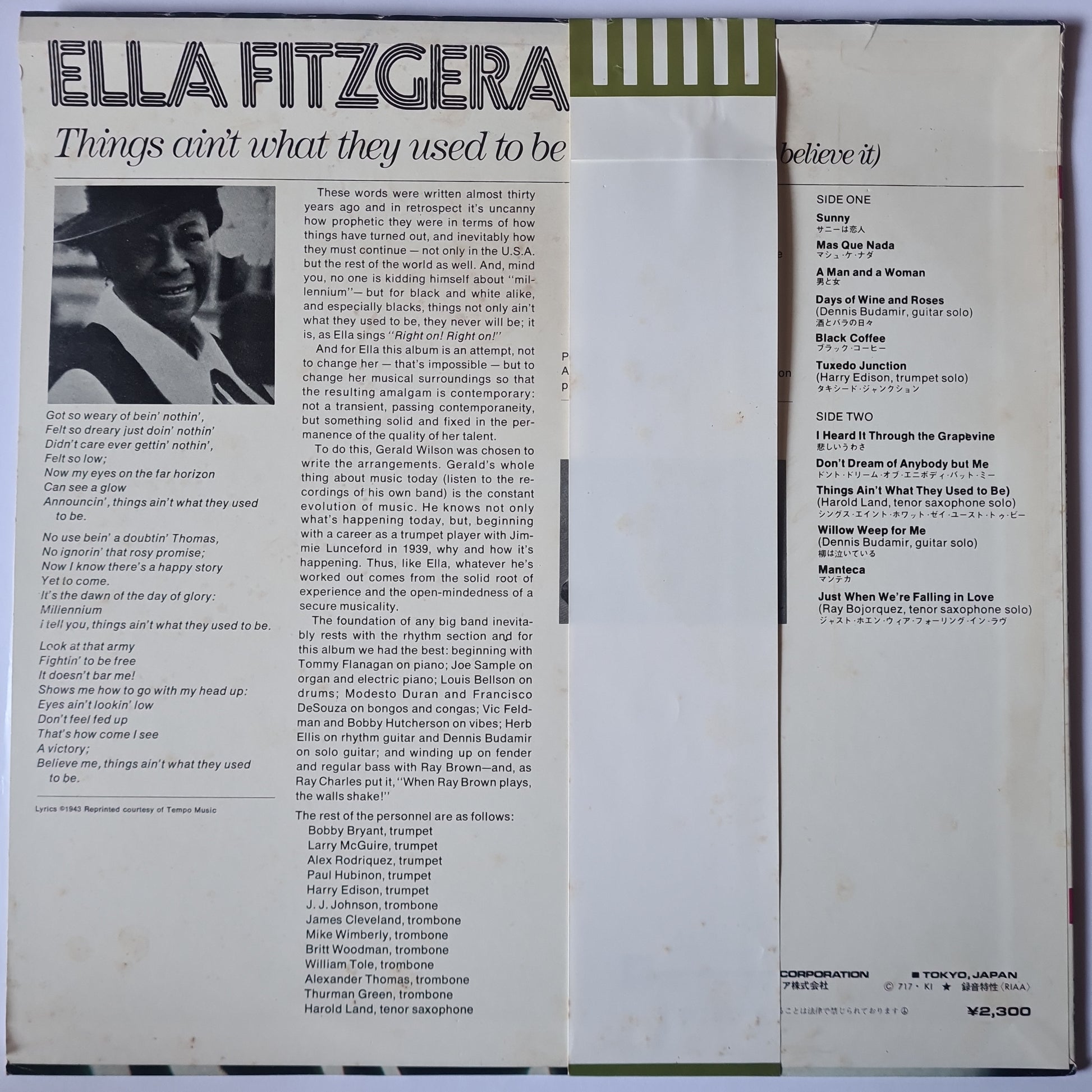Ella Fitzgerald – Things Ain't What They Used To Be (And You Better Believe It) - 1971 Pressing - Vinyl Record LP - Sound Hound Records