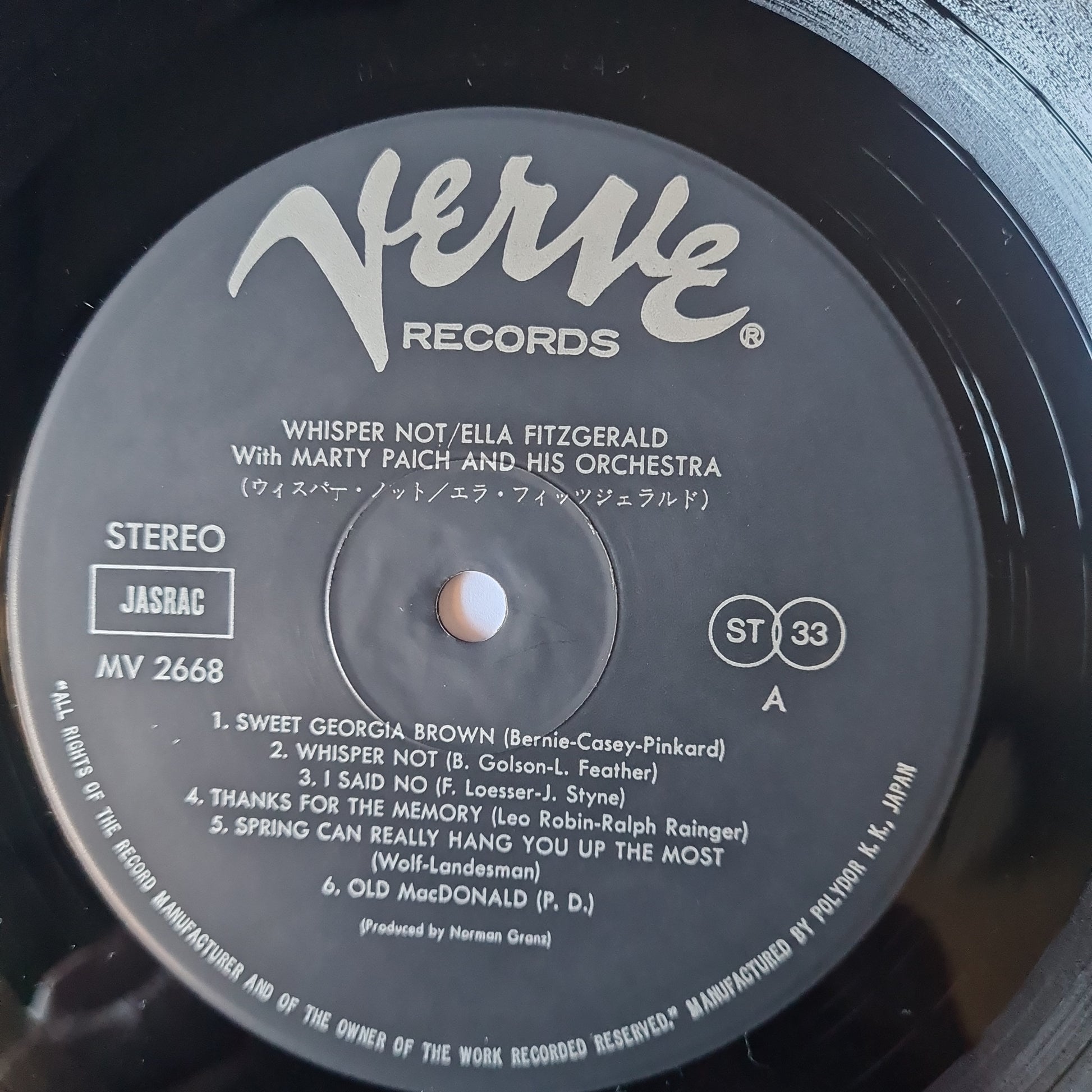 Ella Fitzgerald With Marty Paich And His Orchestra – Whisper Not - 1980 Pressing - Vinyl Record LP - Sound Hound Records