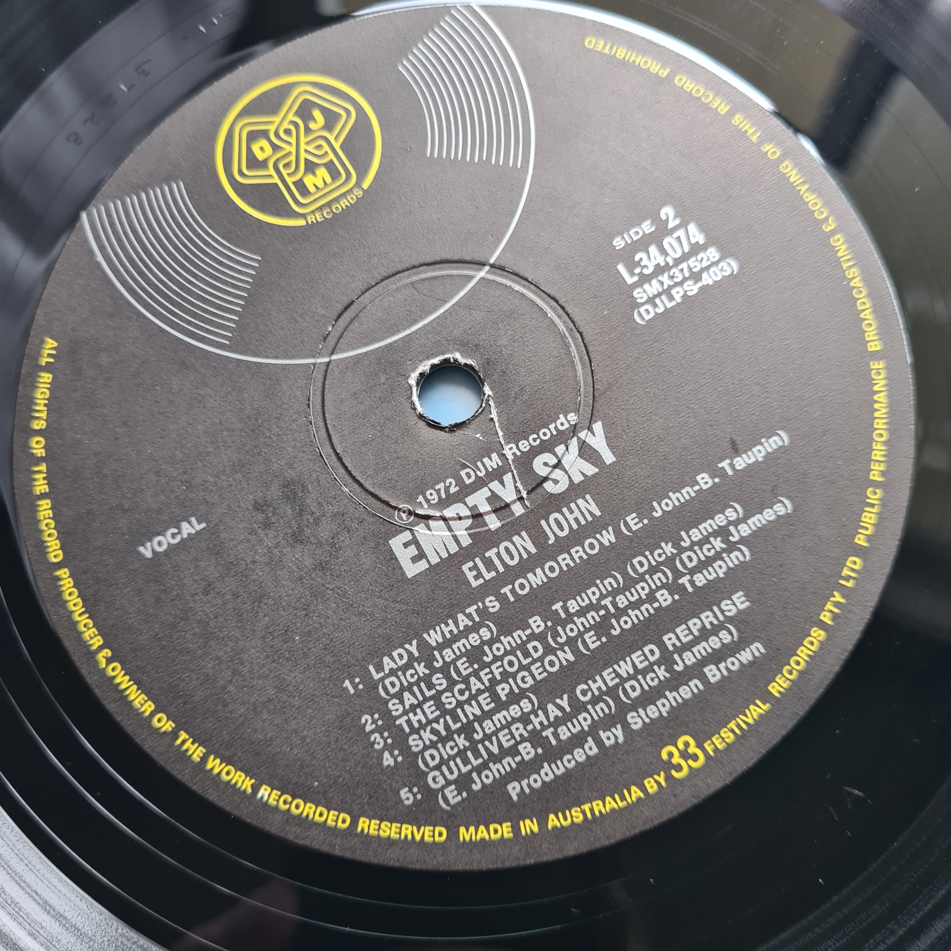 Elton John – Empty Sky - 1969 (1975 Australian Gatefold reissue) - Vinyl Record LP - Sound Hound Records