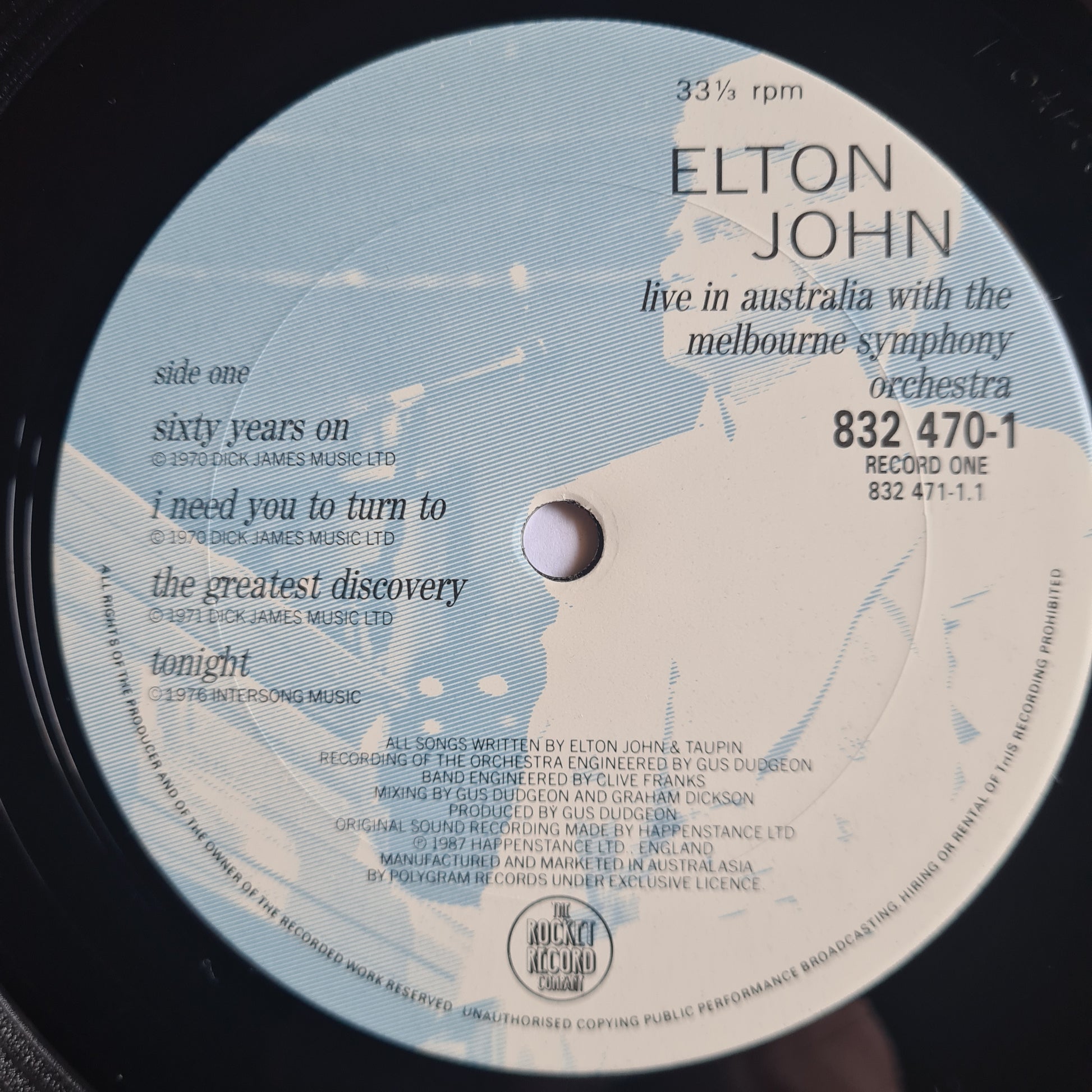 Elton John – Live In Australia With The Melbourne Symphony Orchestra (2LP) - 1987 - Vinyl Record 2LP - Sound Hound Records