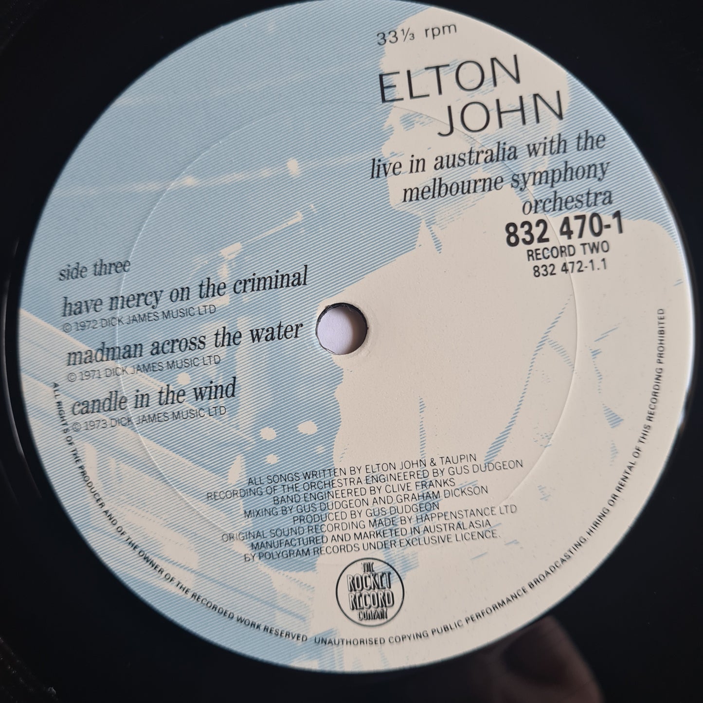 Elton John – Live In Australia With The Melbourne Symphony Orchestra (2LP) - 1987 - Vinyl Record 2LP - Sound Hound Records