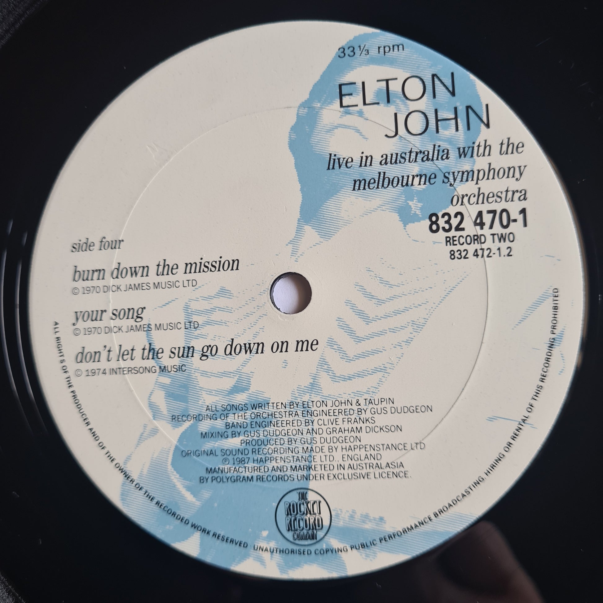 Elton John – Live In Australia With The Melbourne Symphony Orchestra (2LP) - 1987 - Vinyl Record 2LP - Sound Hound Records