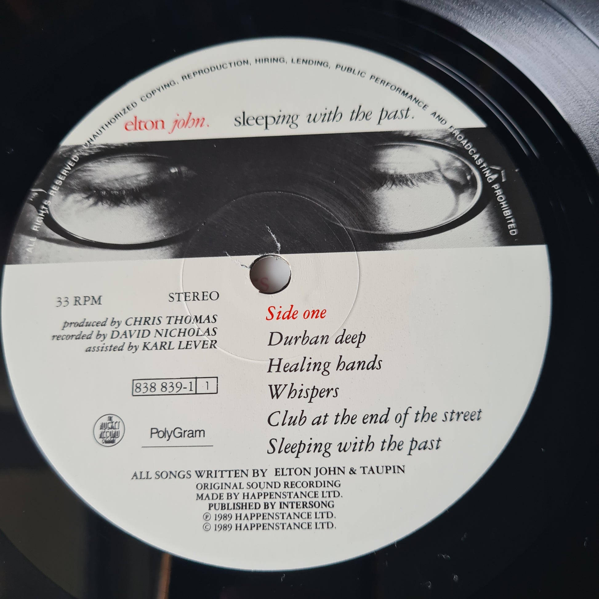 Elton John – Sleeping With The Past - 1989 - Vinyl Record LP (Excellent) - Sound Hound Records