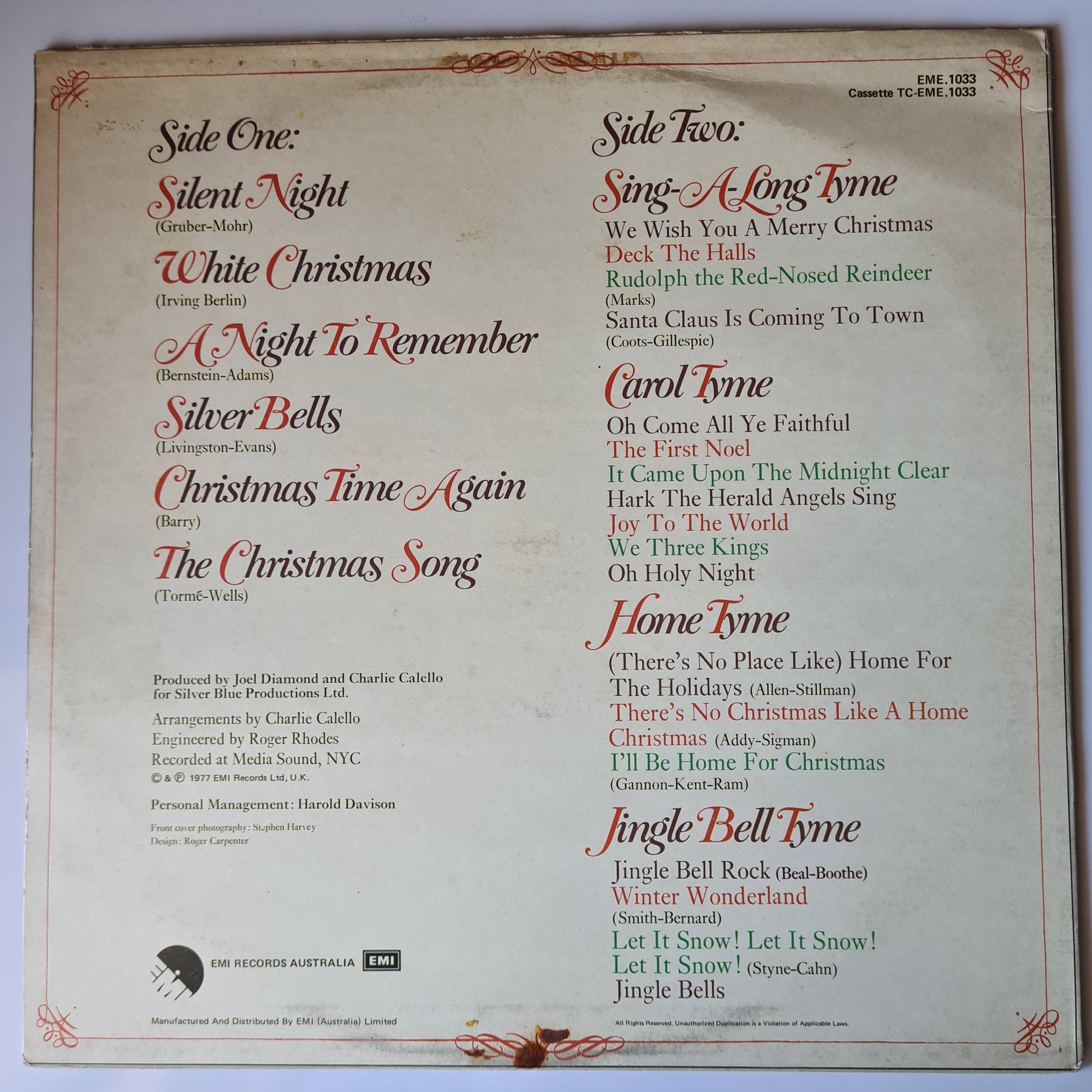 Engelbert Humperdinck ‎– Christmas Tyme - 1978 - Vinyl Record LP - Sound Hound Records