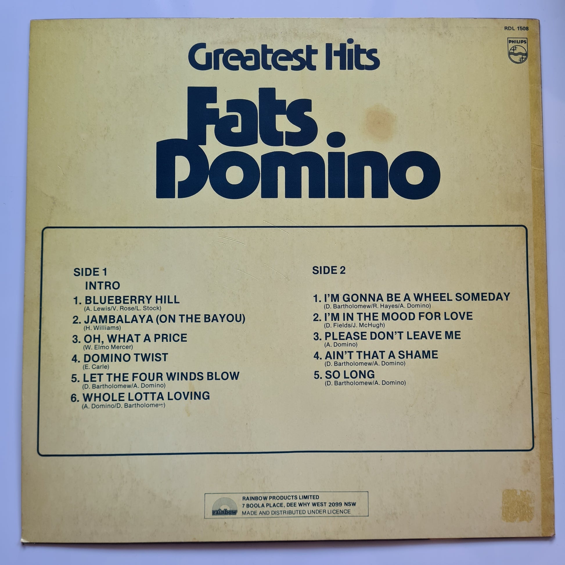 Fats Domino – Greatest Hits - 1979 - Vinyl Record LP - Sound Hound Records