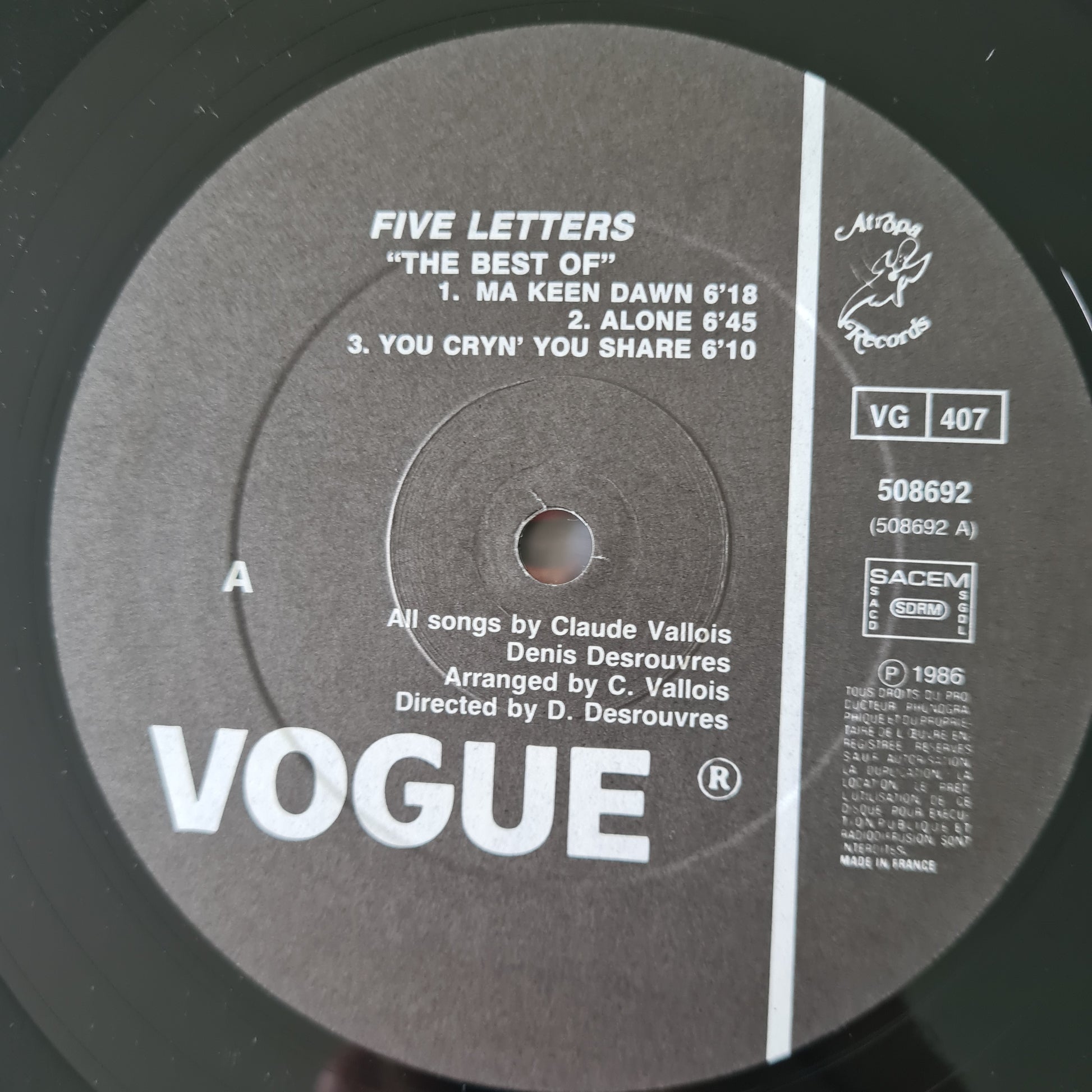 Five Letters – The Best Of - 1986 (French Pressing) - Vinyl Record LP - Sound Hound Records