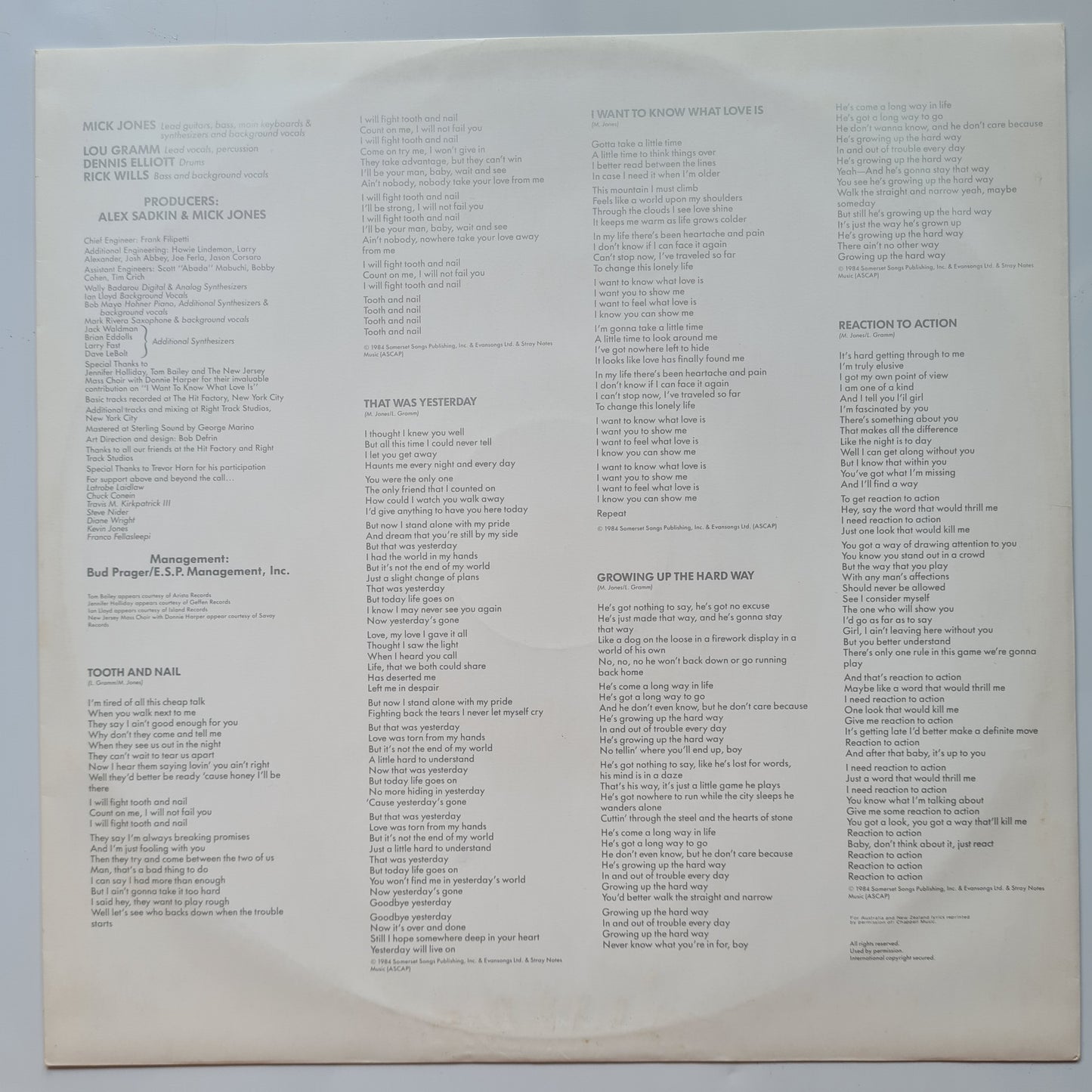 Foreigner – Agent Provocateur - 1984 - Vinyl Record LP (near mint) - Sound Hound Records