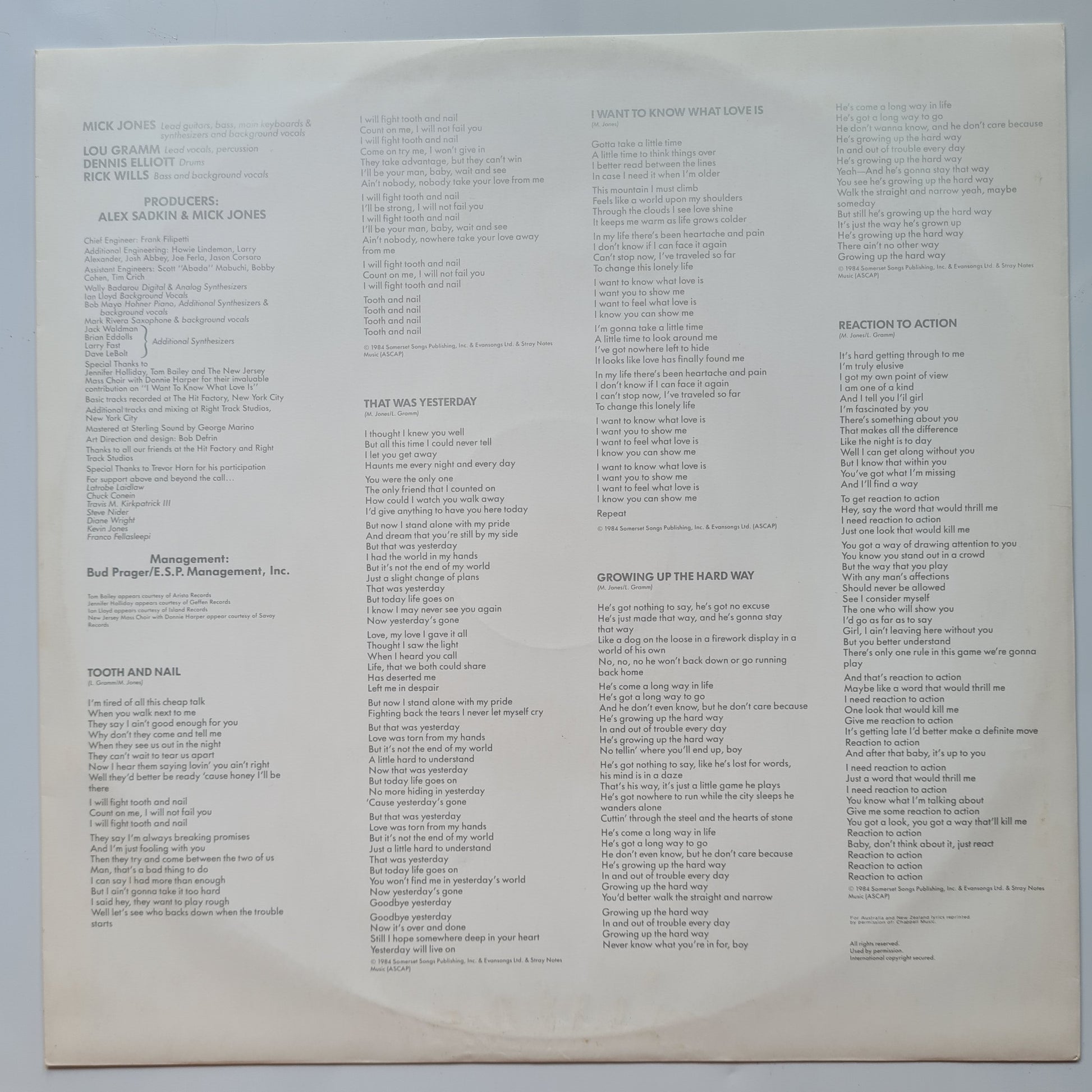 Foreigner – Agent Provocateur - 1984 - Vinyl Record LP (near mint) - Sound Hound Records