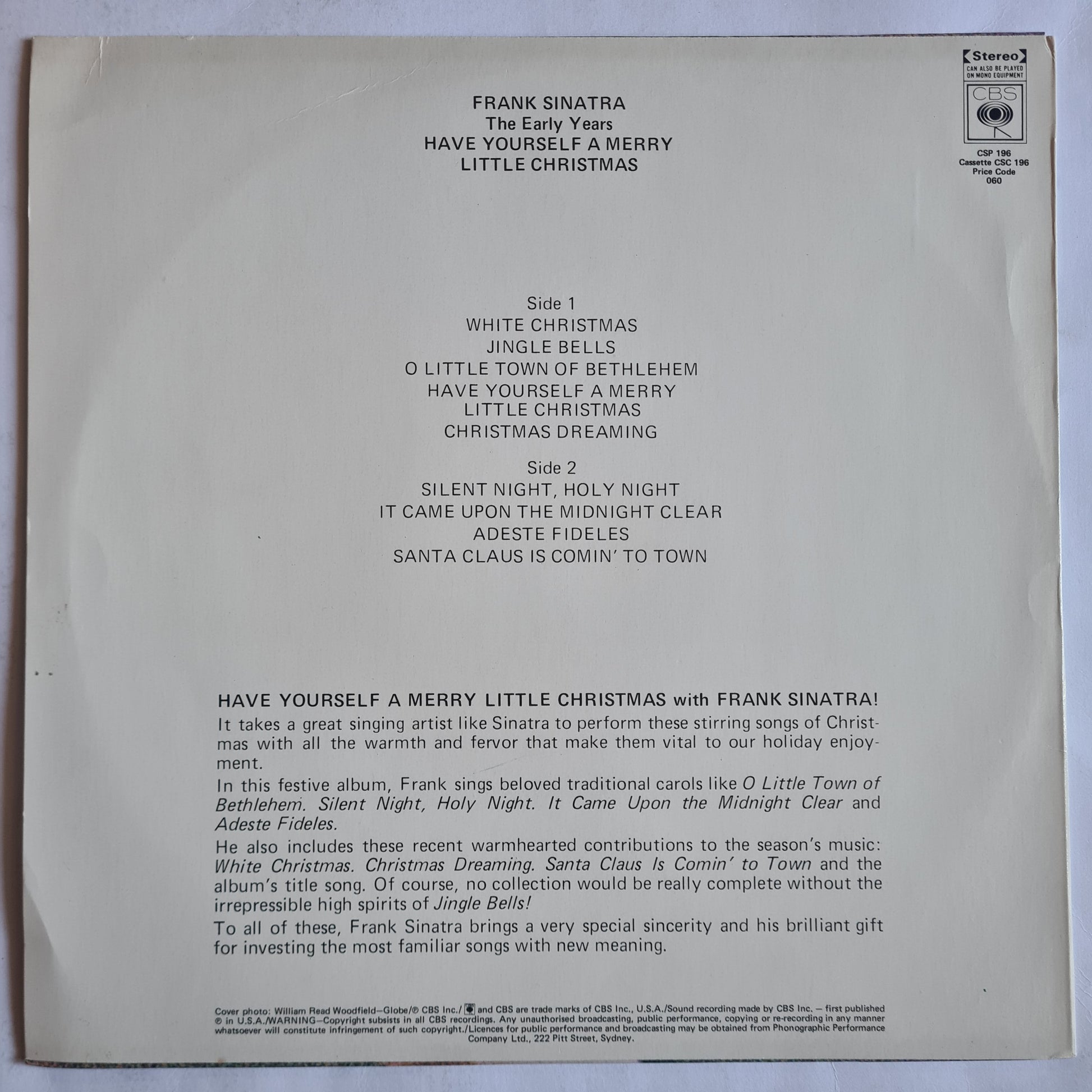 Frank Sinatra – Have Yourself A Merry Little Christmas - 1948 (1970's Australian Pressing) - Vinyl Record LP - Sound Hound Records