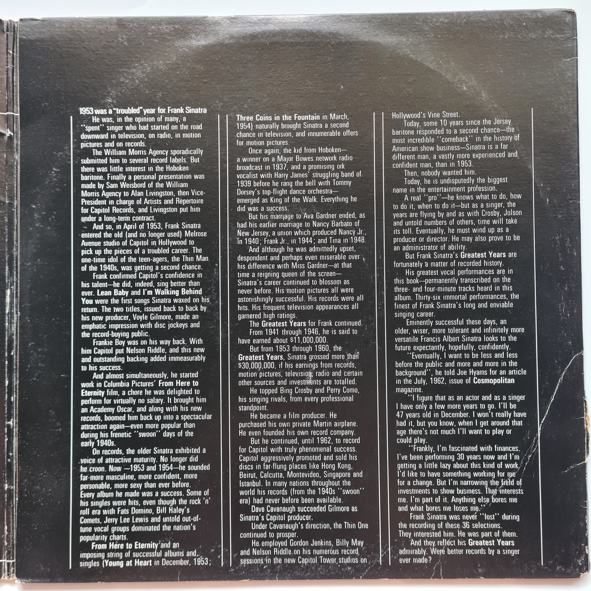 Frank Sinatra – His Greatest Years - 1962 - Vinyl Record 3LP - Sound Hound Records