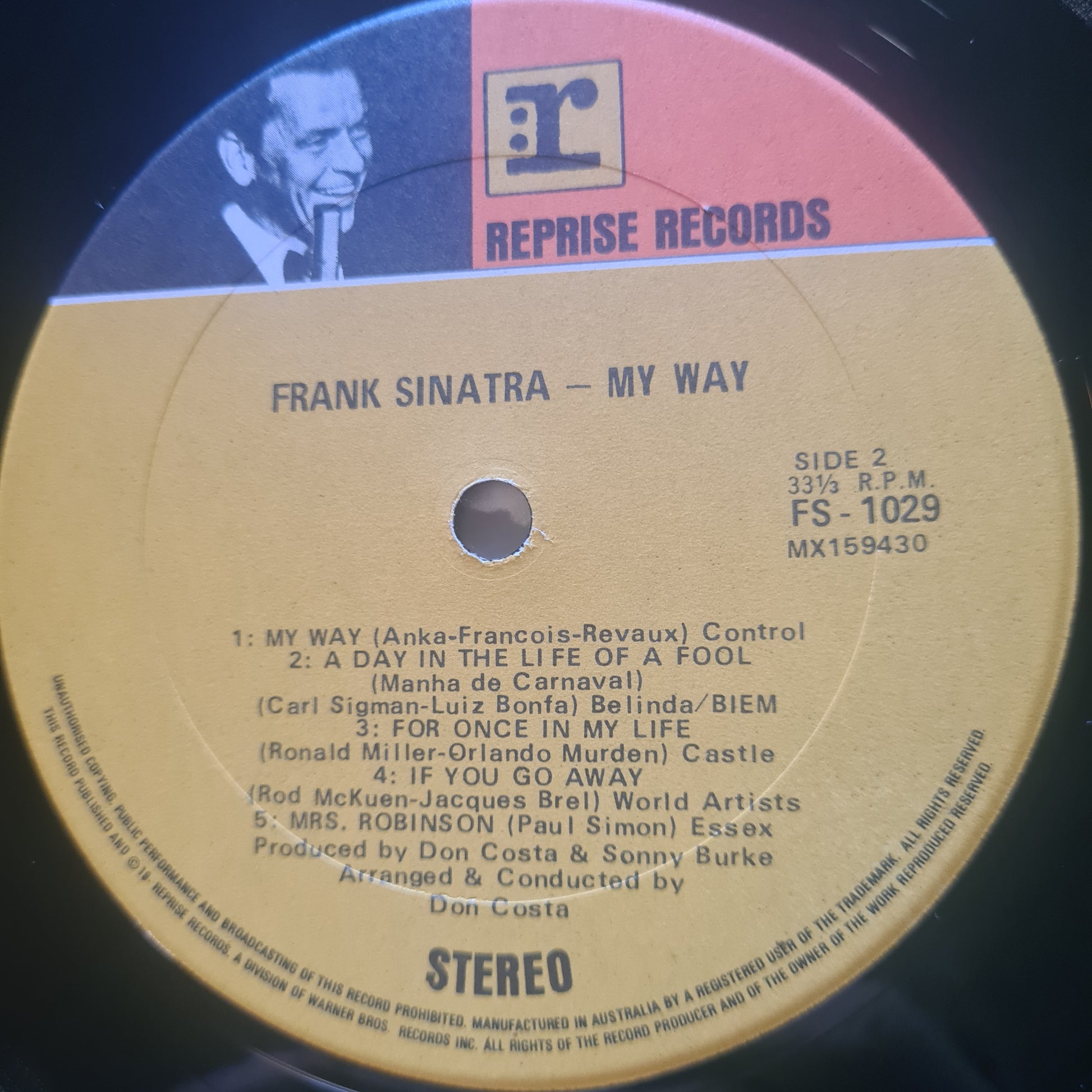Frank Sinatra – My Way - 1969 - Vinyl Record LP - Sound Hound Records