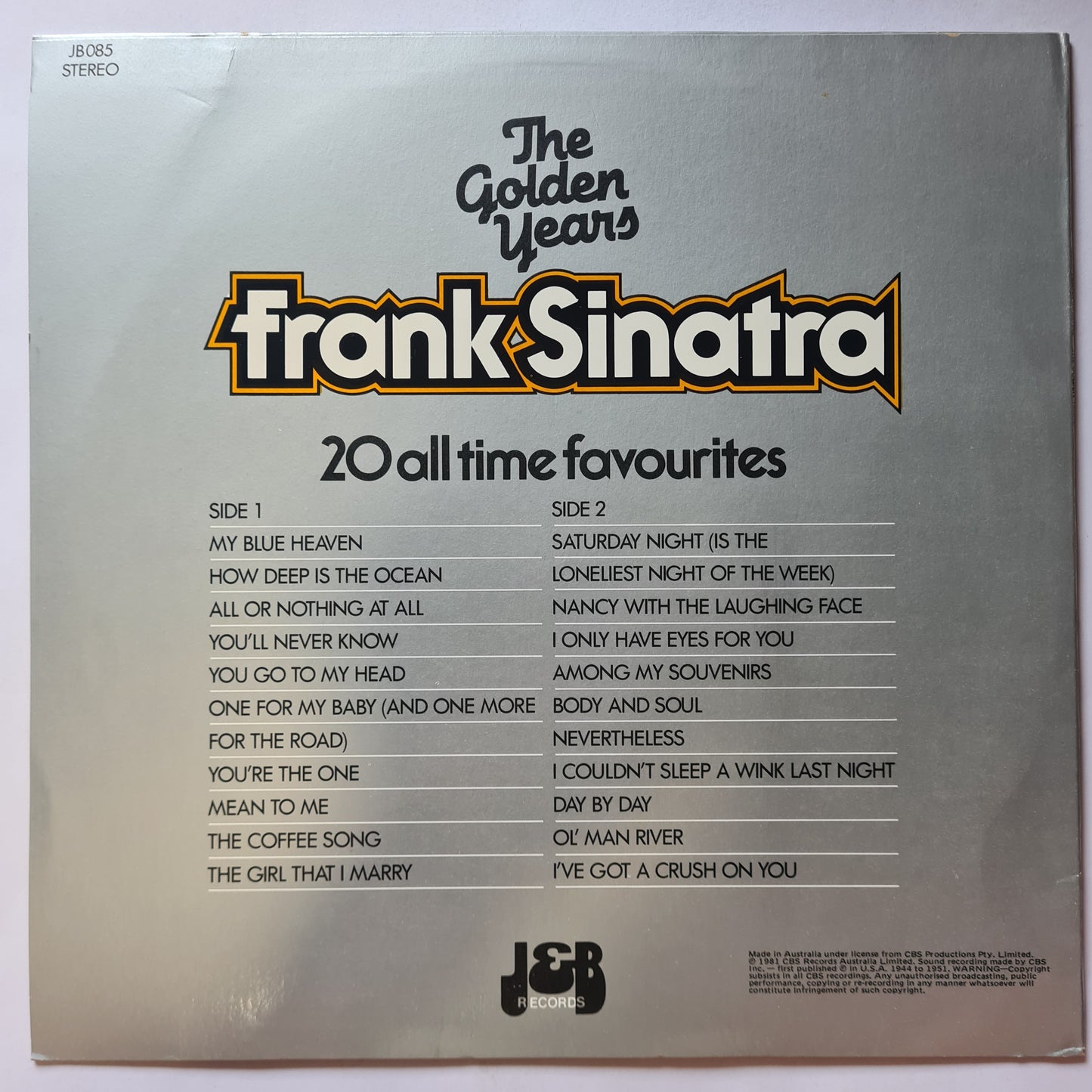 Frank Sinatra – The Golden Years - 1981 - Vinyl Record LP (near mint) - Sound Hound Records