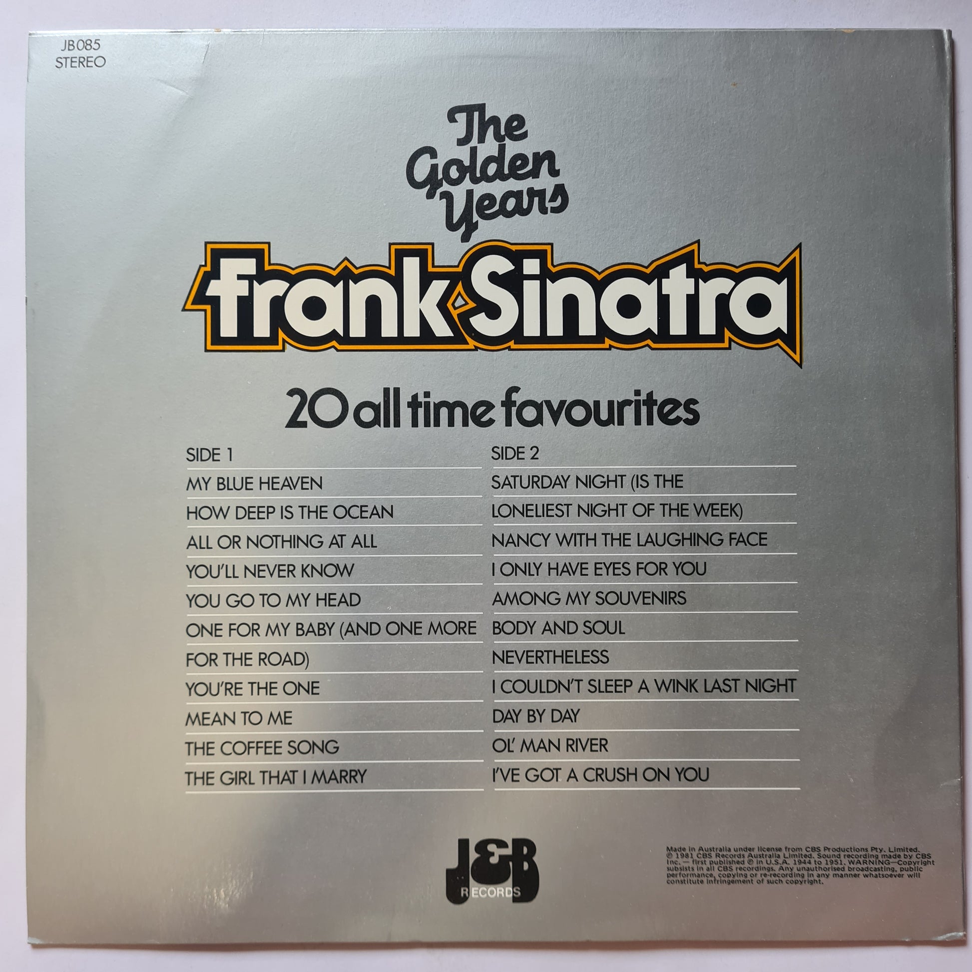 Frank Sinatra – The Golden Years - 1981 - Vinyl Record LP (near mint) - Sound Hound Records
