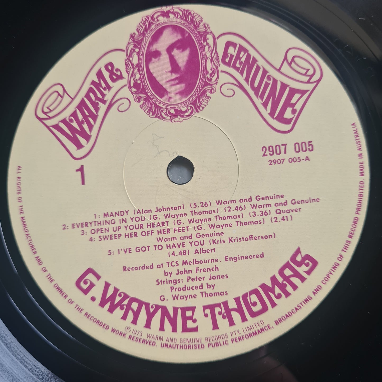 G. Wayne Thomas – G. Wayne Thomas - 1973 (1st Australian Pressing) - Vinyl Record LP (textured cover) - Sound Hound Records