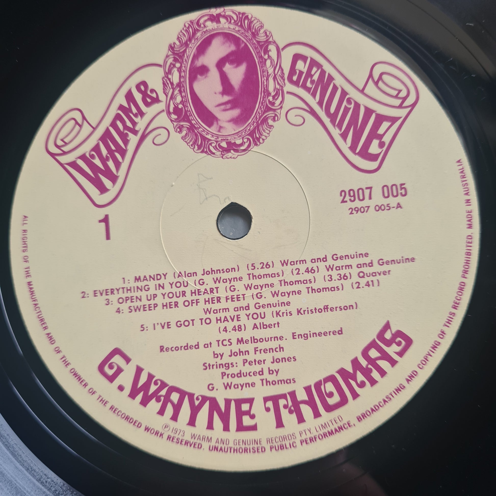G. Wayne Thomas – G. Wayne Thomas - 1973 (1st Australian Pressing) - Vinyl Record LP (textured cover) - Sound Hound Records