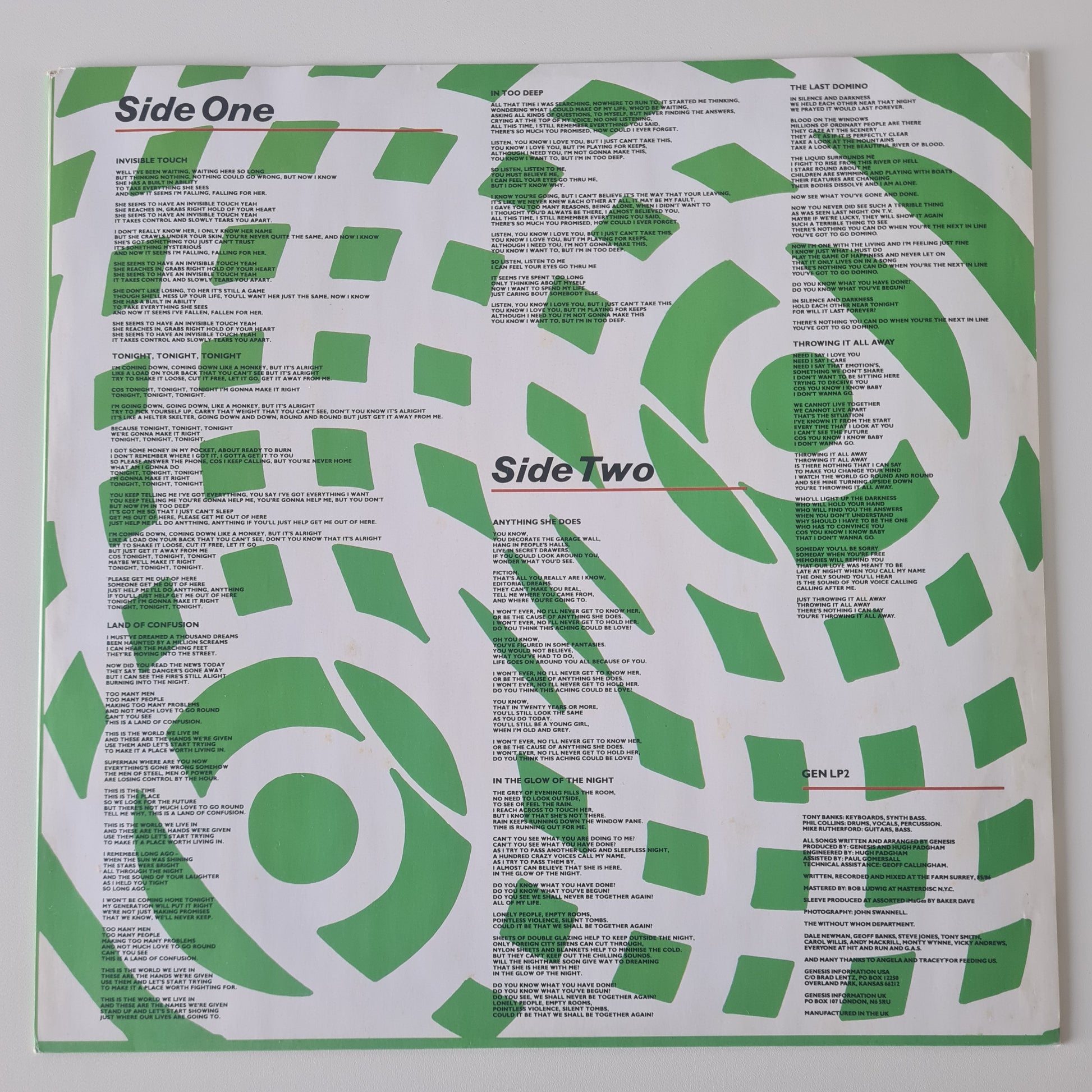 Genesis – Invisible Touch - 1986 - Vinyl Record LP - Sound Hound Records