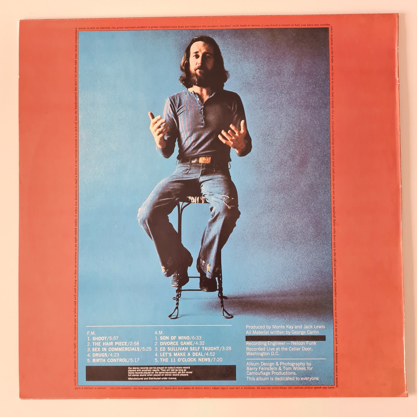 George Carlin –  FM & AM (Comedy) - 1972 - Vinyl Record LP (near mint) - Sound Hound Records