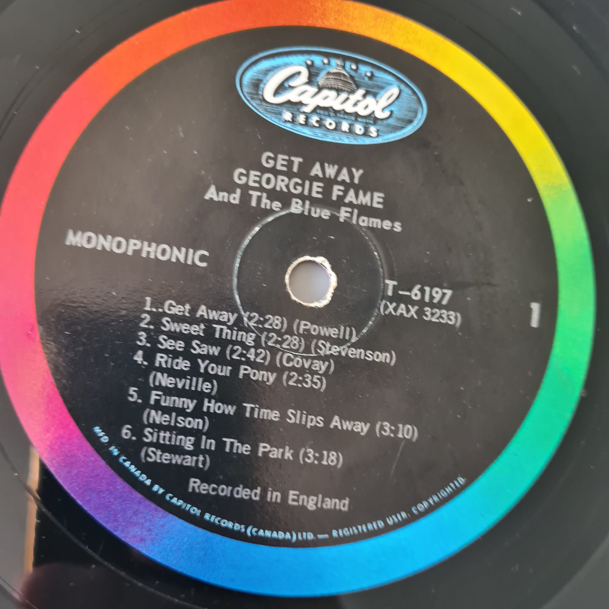 Georgie Fame & The Blue Flames – Get Away - 1966 (Canadian Press) - Vinyl Record LP - Sound Hound Records