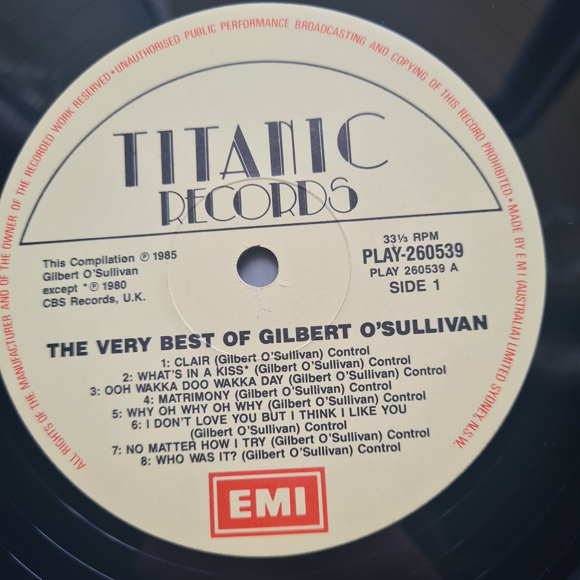 Gilbert O'Sullivan – The Very Best Of Gilbert O'Sullivan - 1985 - Vinyl Record LP - Sound Hound Records