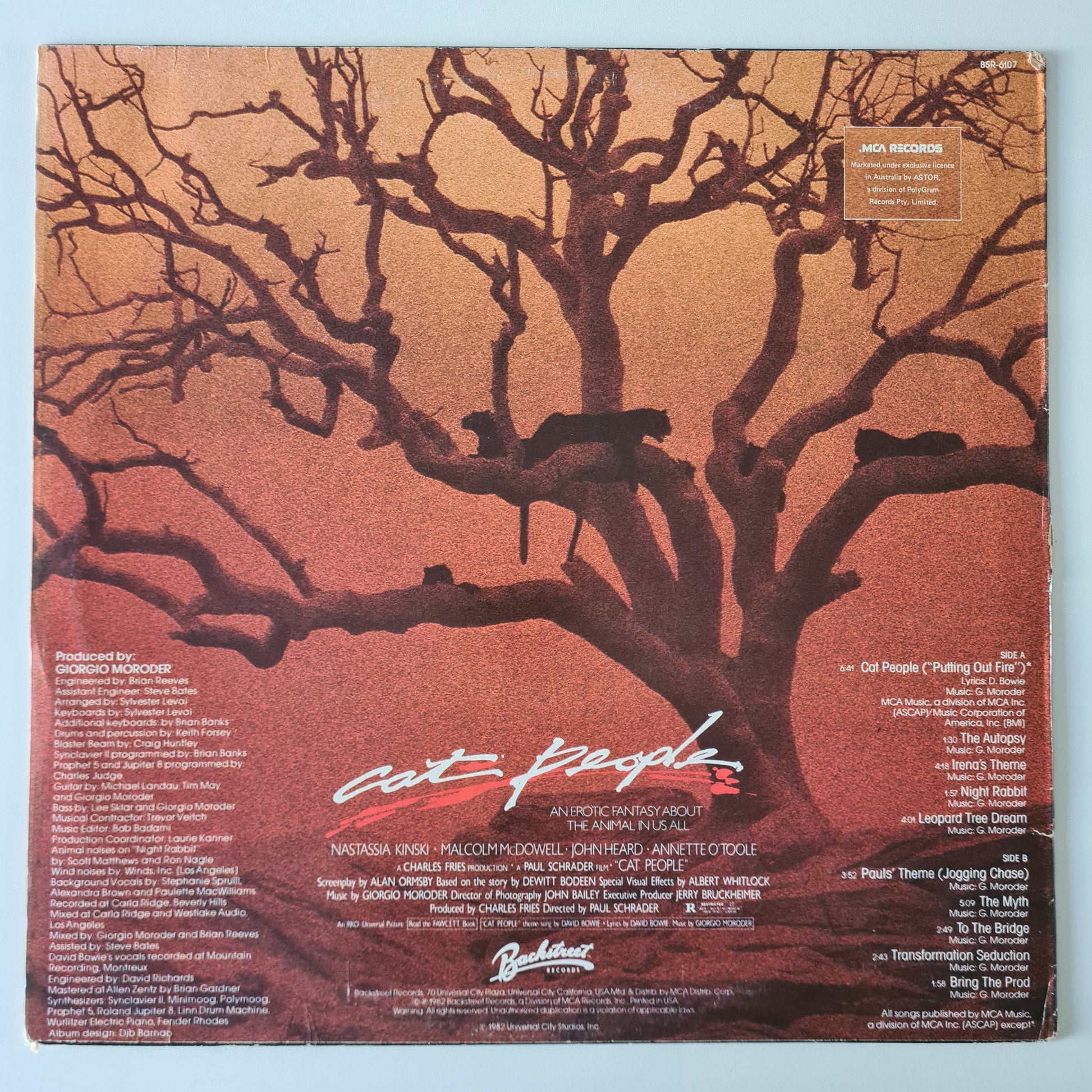 Giorgio Moroder/ David Bowie – Cat People (Original Soundtrack) - 1982 - Vinyl Record LP - Sound Hound Records