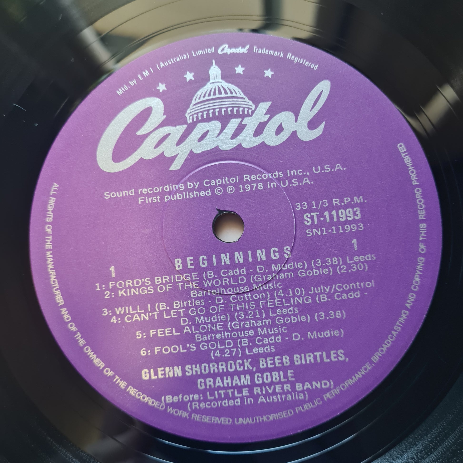 Glenn Shorrock • Beeb Birtles • Graham Goble  – Beginnings - 1978 - Vinyl Record LP (near mint) - Sound Hound Records