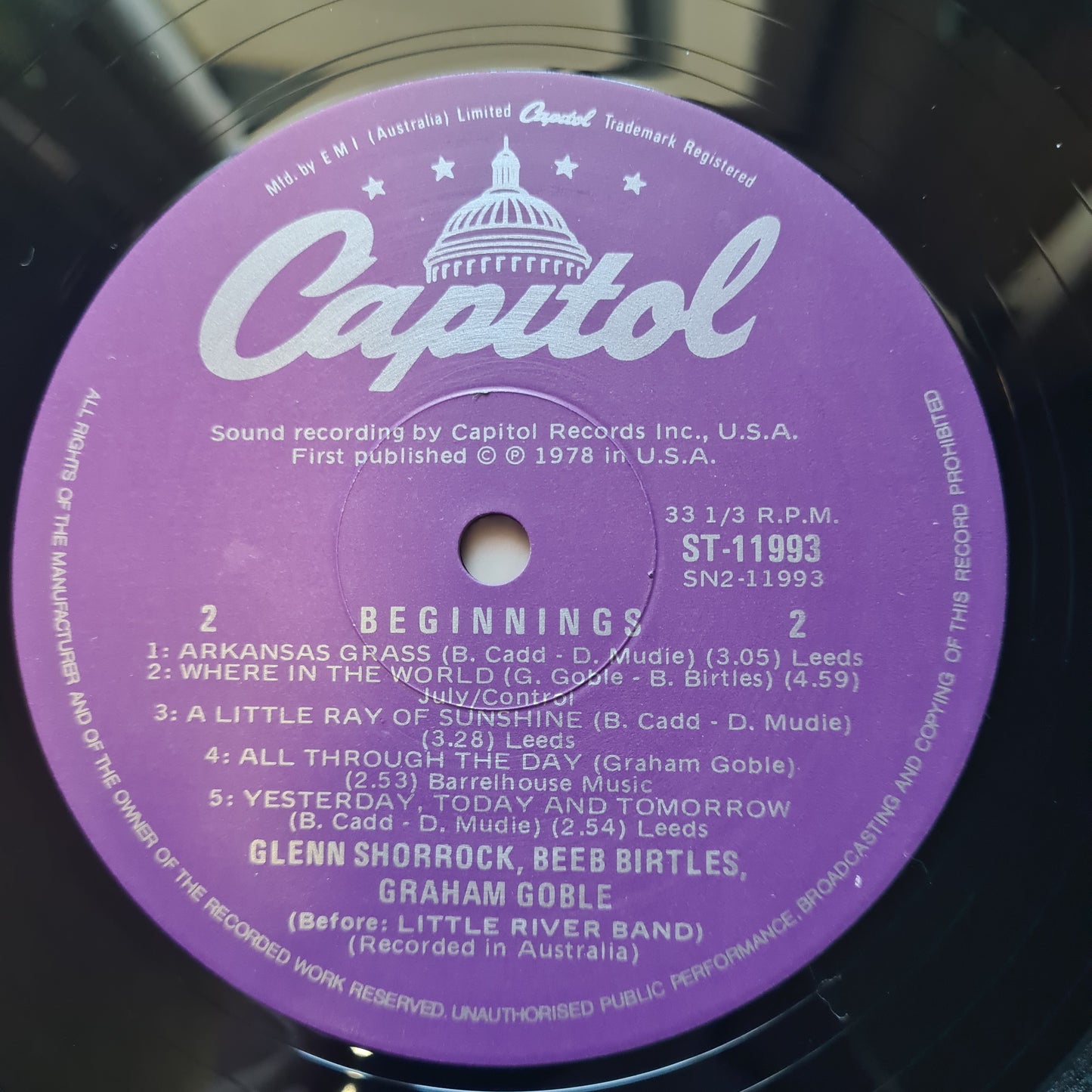 Glenn Shorrock • Beeb Birtles • Graham Goble  – Beginnings - 1978 - Vinyl Record LP (near mint) - Sound Hound Records