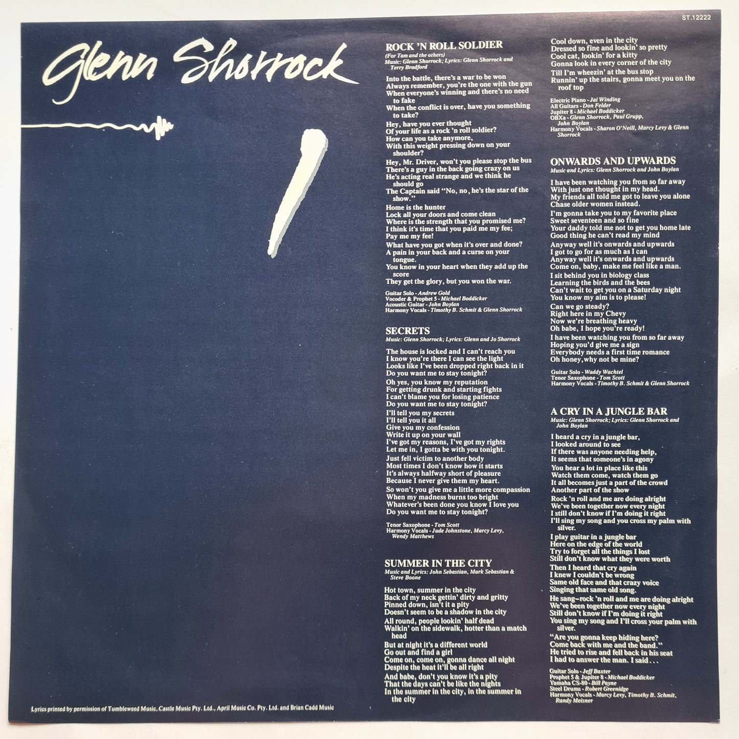 Glenn Shorrock (Little River Band) – Villain Of The Peace - 1982 - Vinyl Record LP - Sound Hound Records