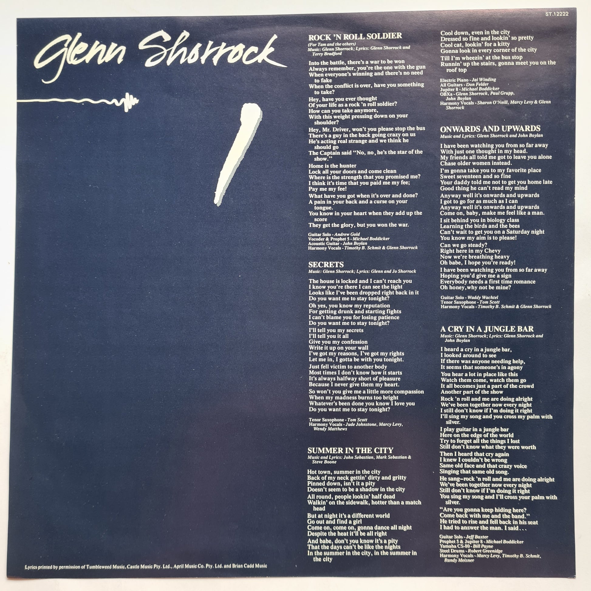 Glenn Shorrock (Little River Band) – Villain Of The Peace - 1982 - Vinyl Record LP - Sound Hound Records