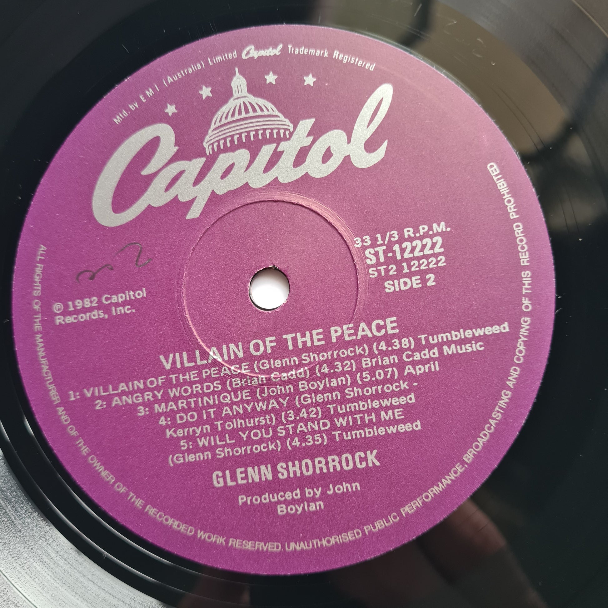 Glenn Shorrock (Little River Band) – Villain Of The Peace - 1982 - Vinyl Record LP - Sound Hound Records
